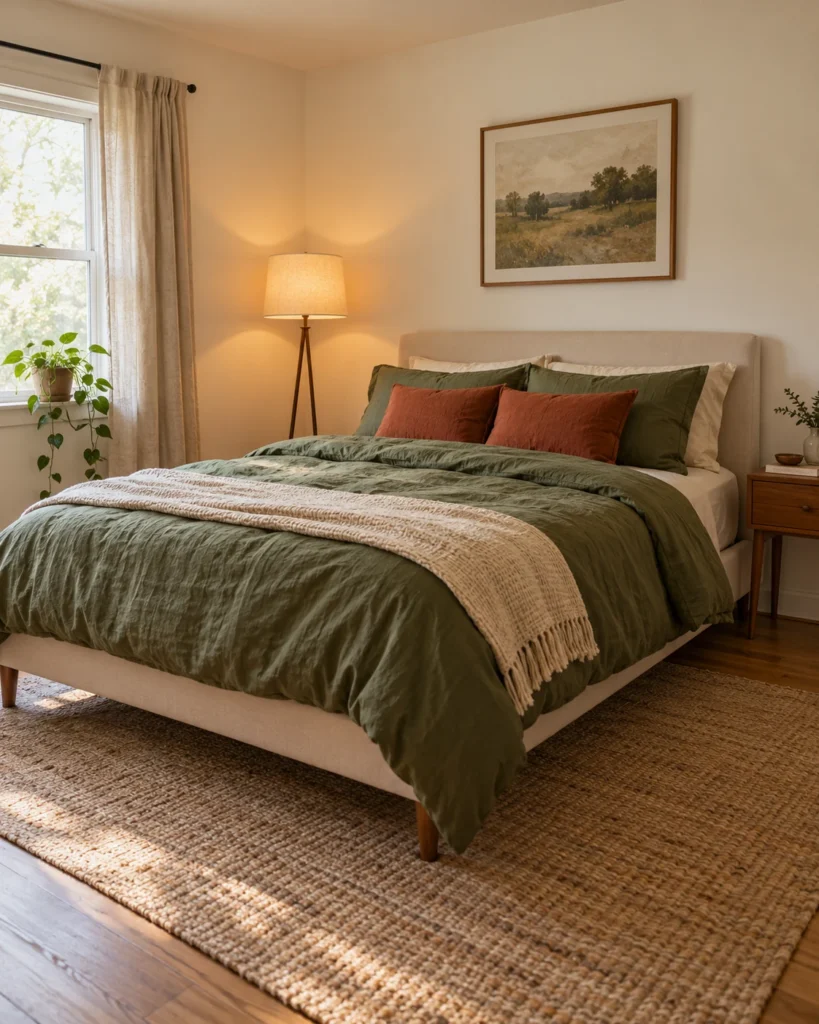 Illustrative concept: let the bedding supply the color.
