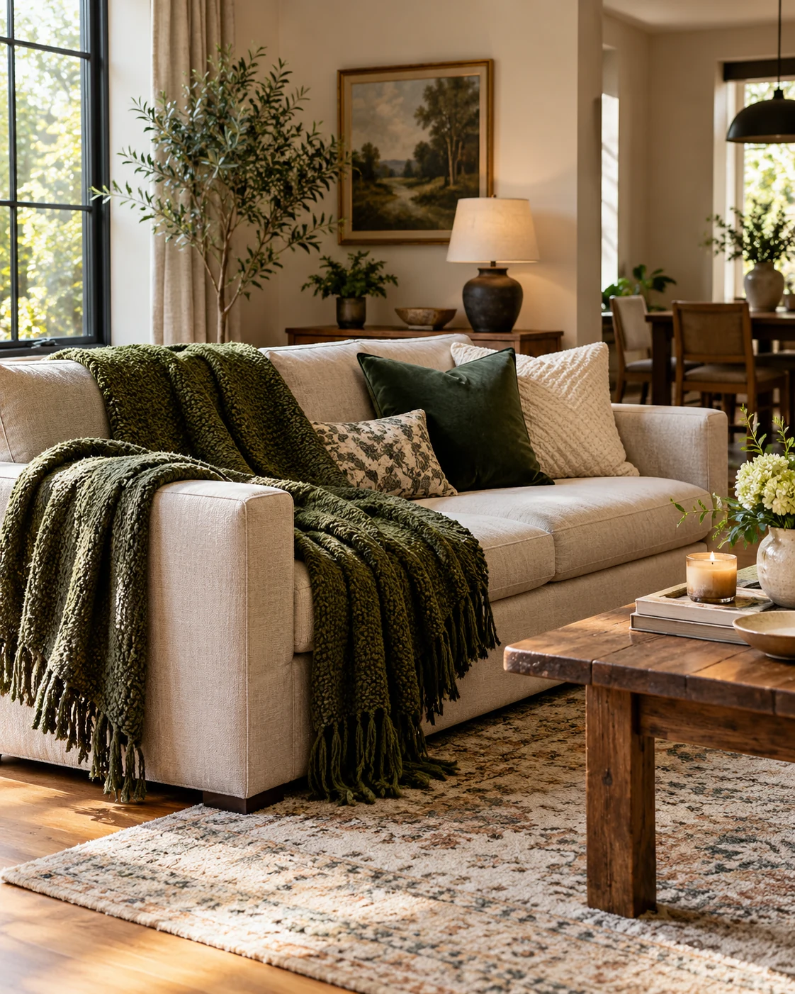 Illustrative concept: swap a plain throw for a strong accent.