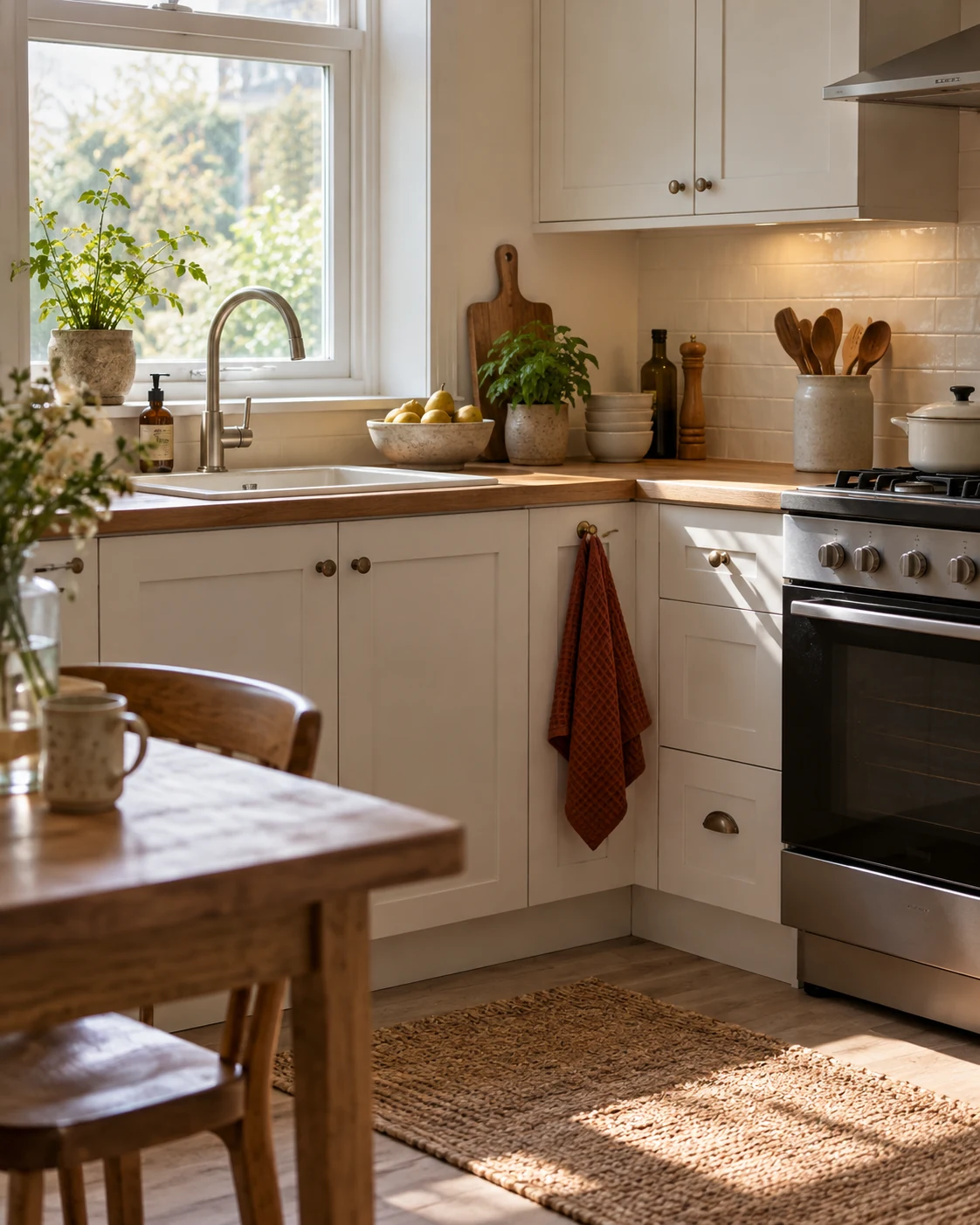 Illustrative concept: make the kitchen towel the small change.