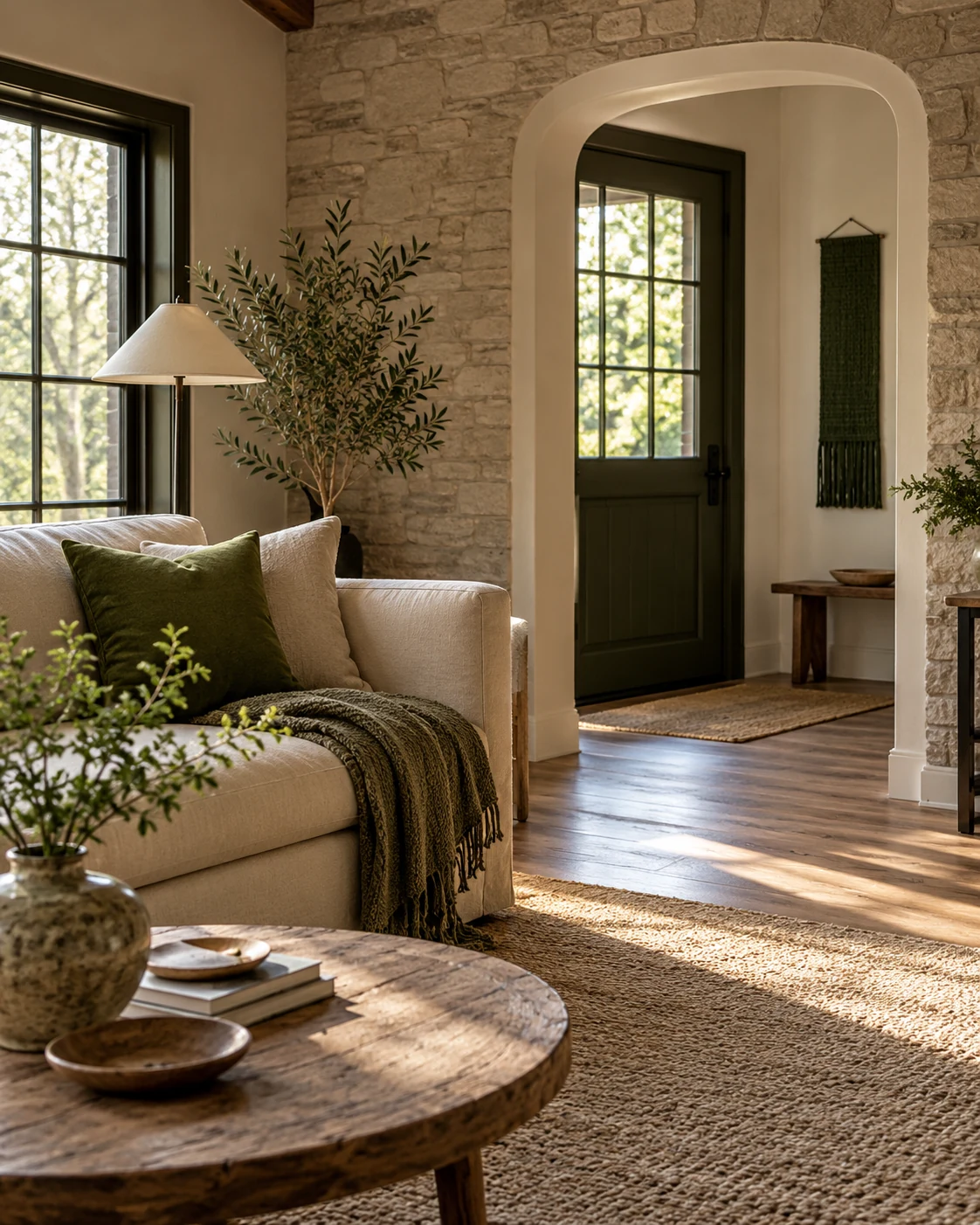 Illustrative concept: green at the seat and the doorway.