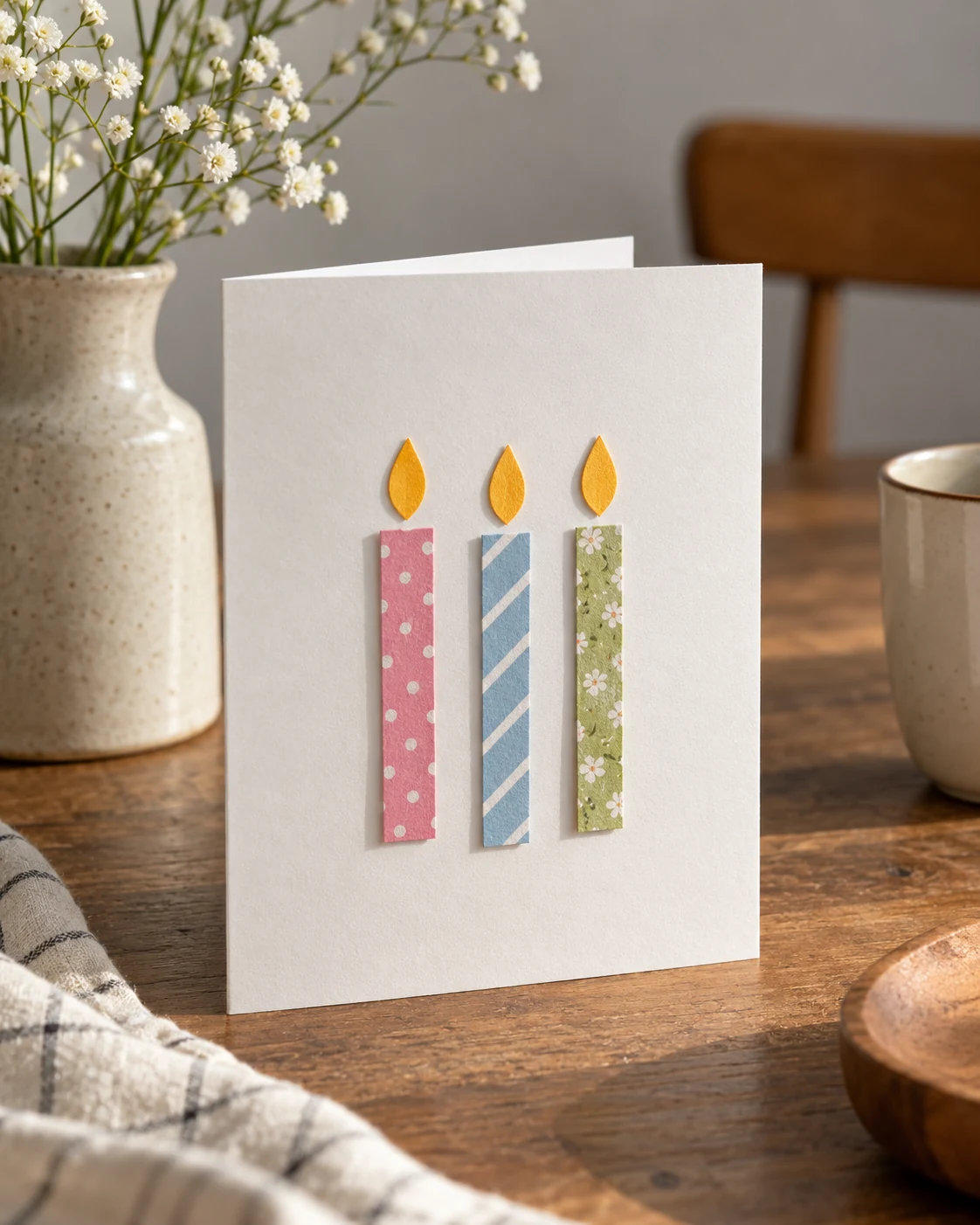 Illustrative concept: paper candles on a quiet background.