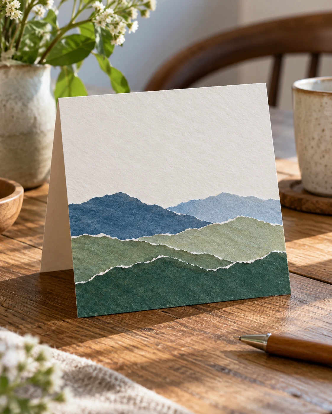 Illustrative concept: torn paper as a tiny landscape.