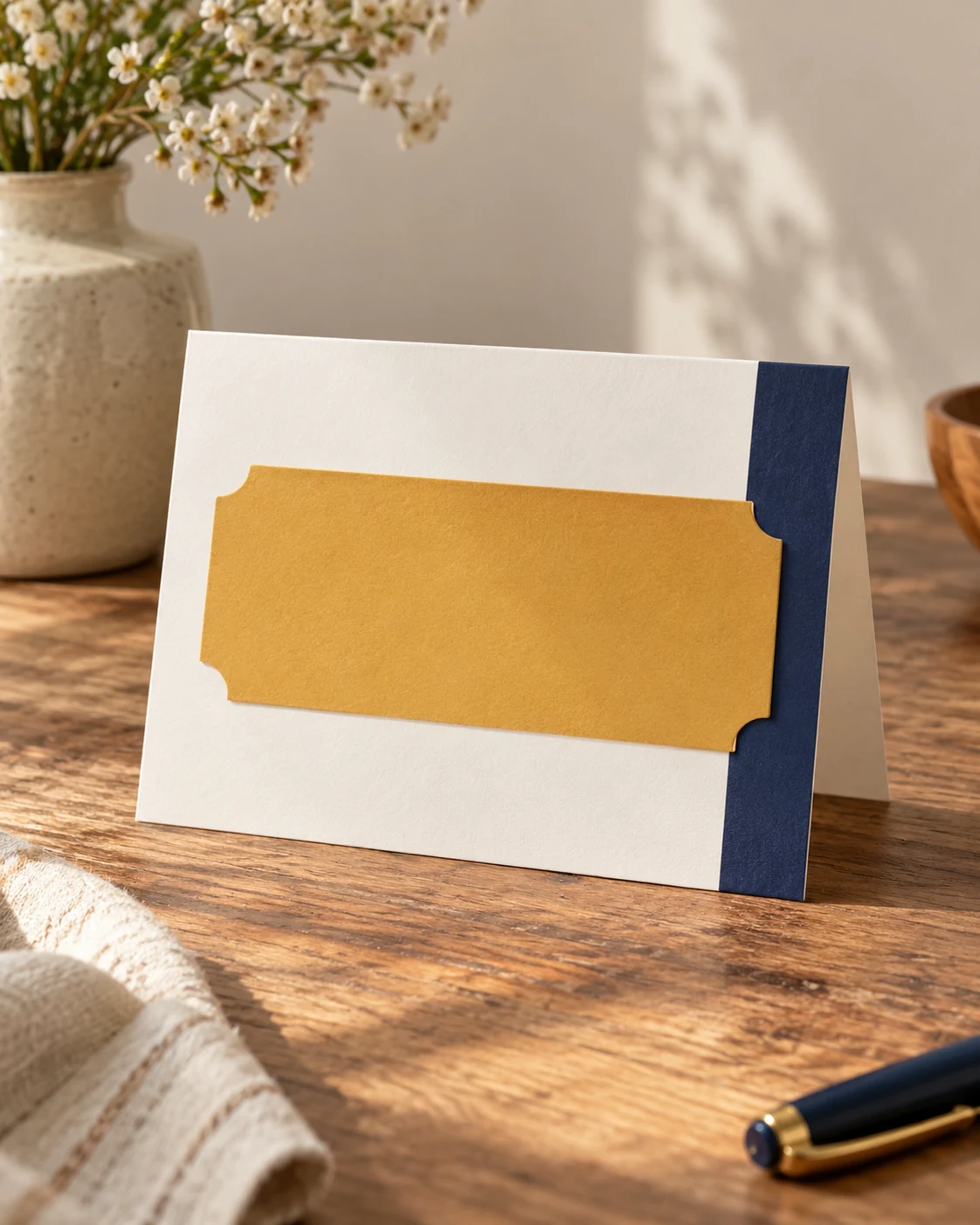 Illustrative concept: a ticket-shaped paper layer.