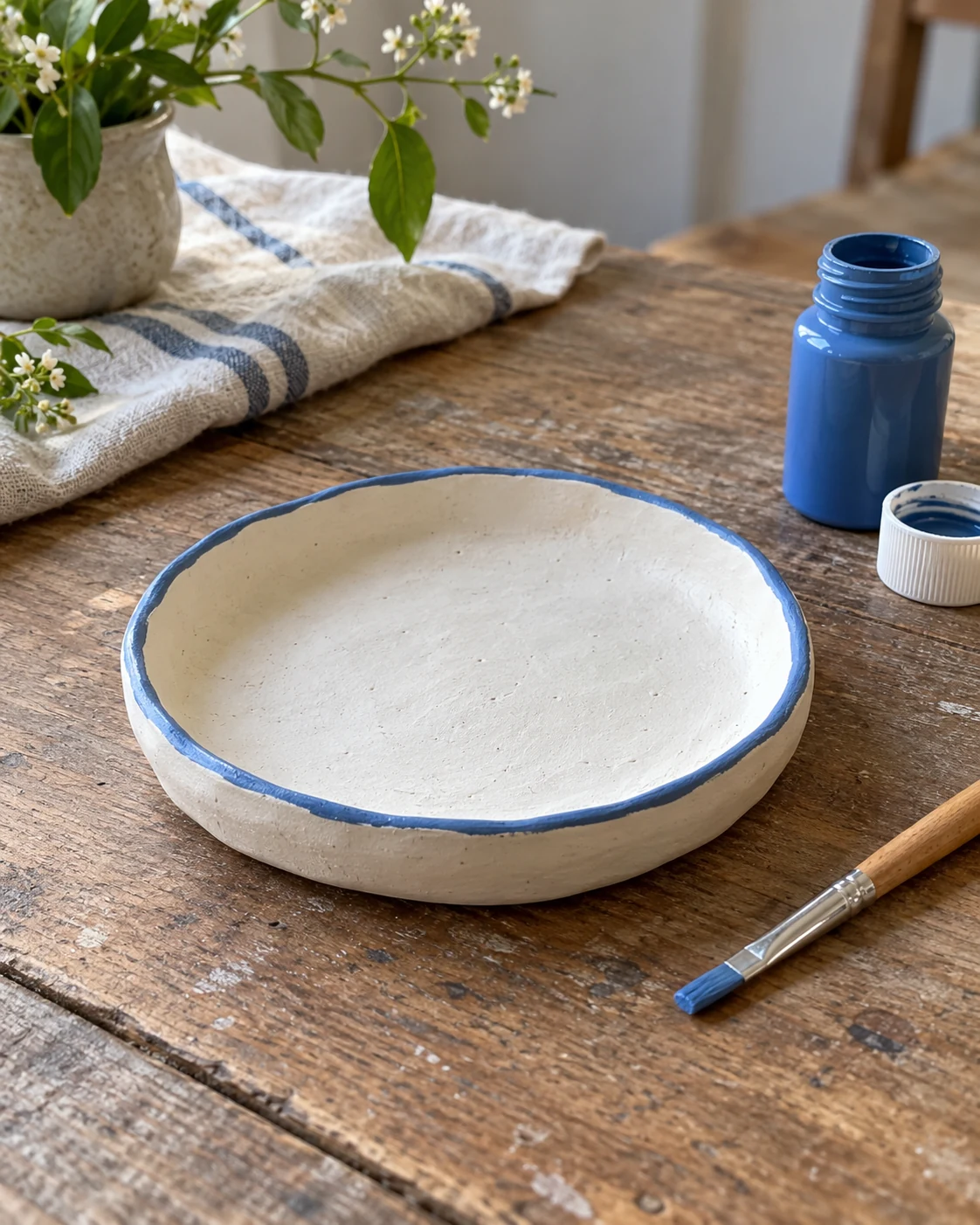 Illustrative concept: a painted edge on a plain base.