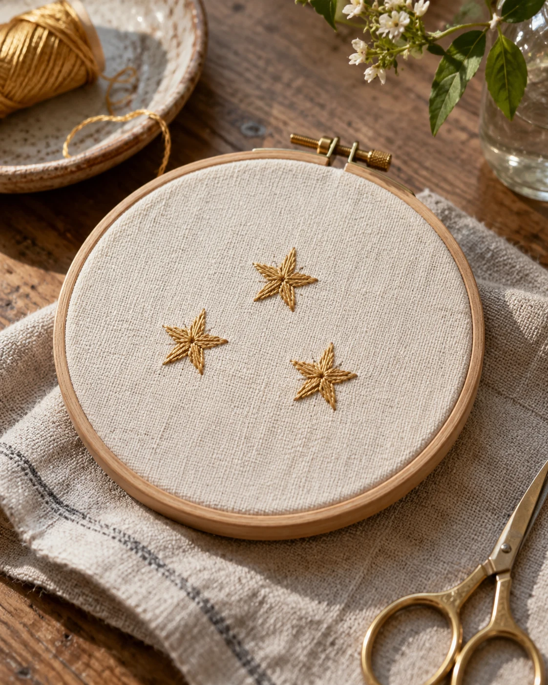 Illustrative concept: a row of straight stitch stars.