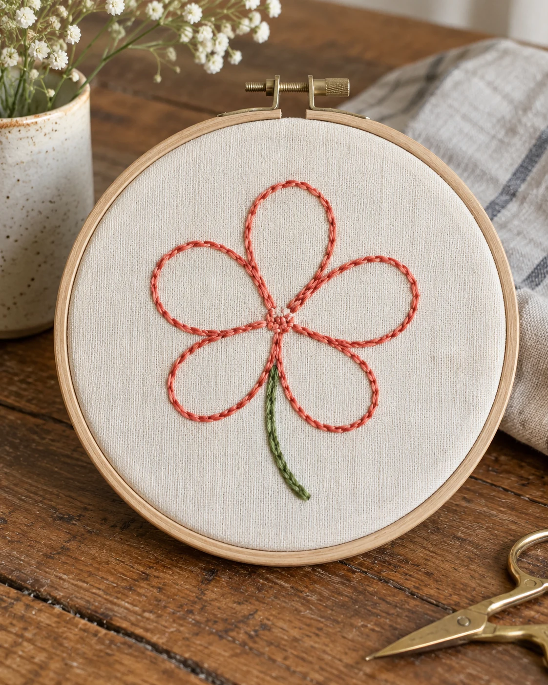 Illustrative concept: a flower with open space.