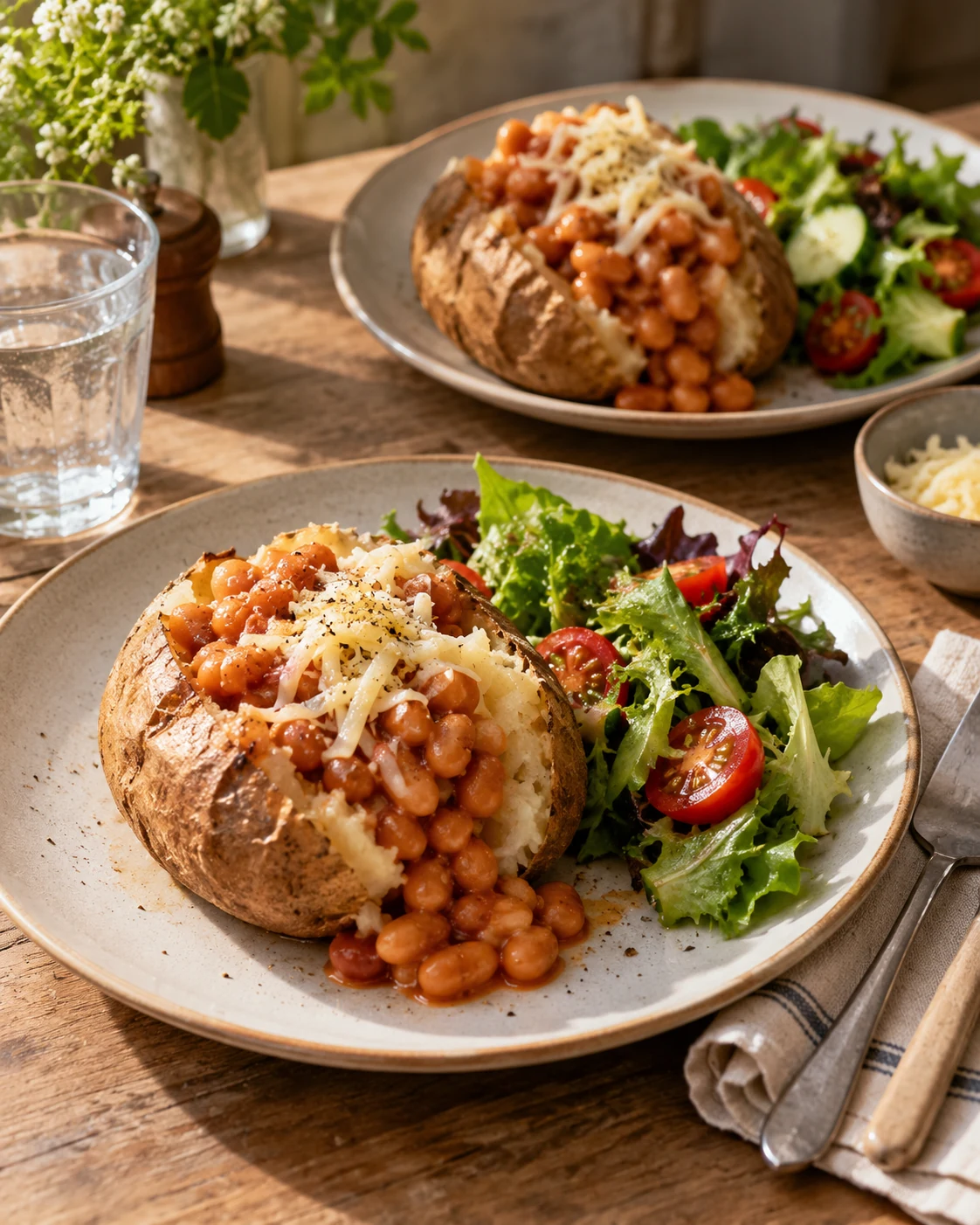 Illustrative concept: loaded baked potatoes.
