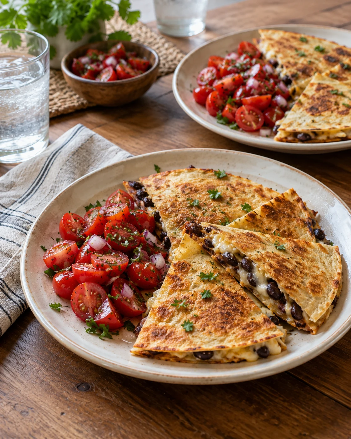 Illustrative concept: quick bean quesadillas.