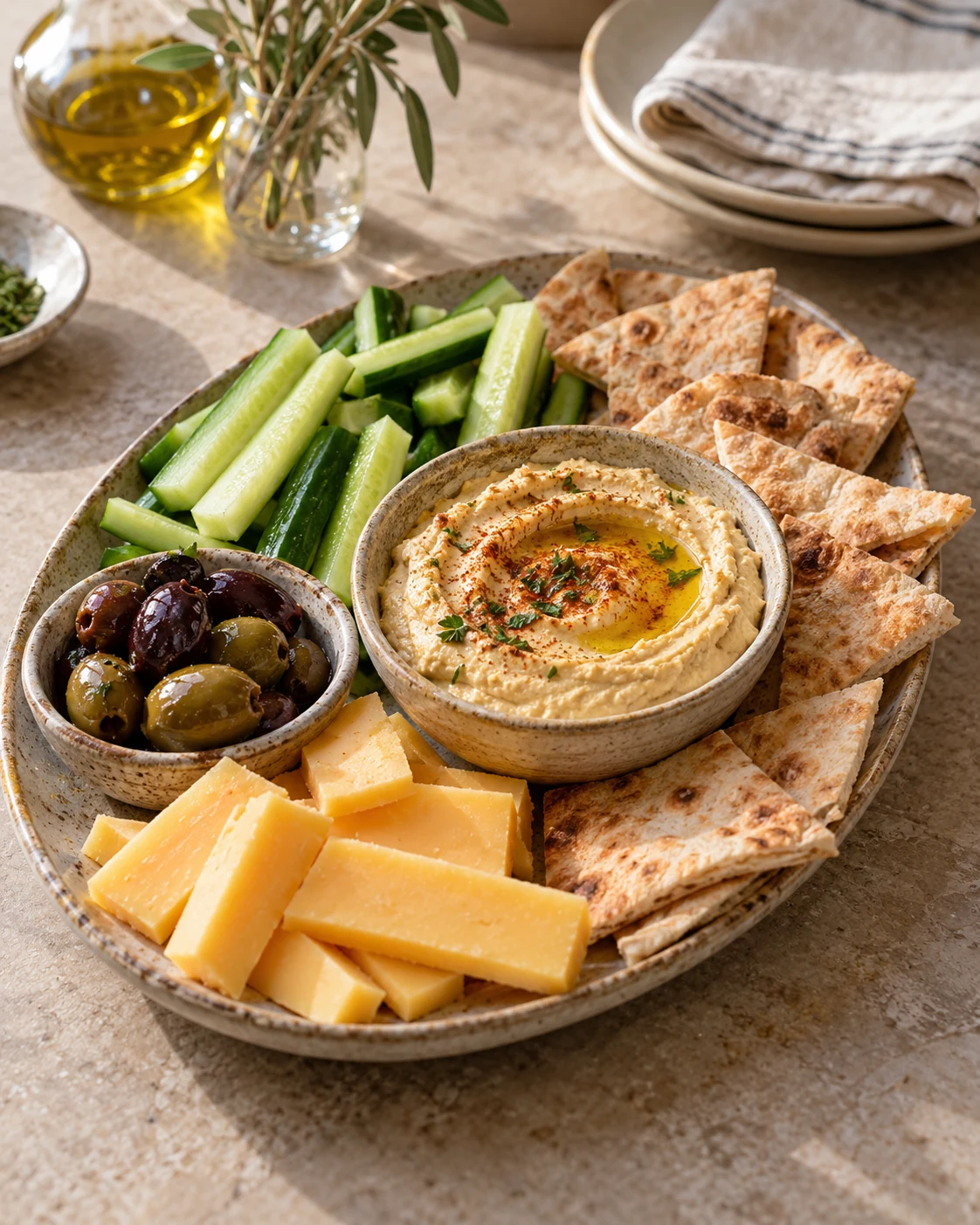 Illustrative concept: a savory board without cured meat.