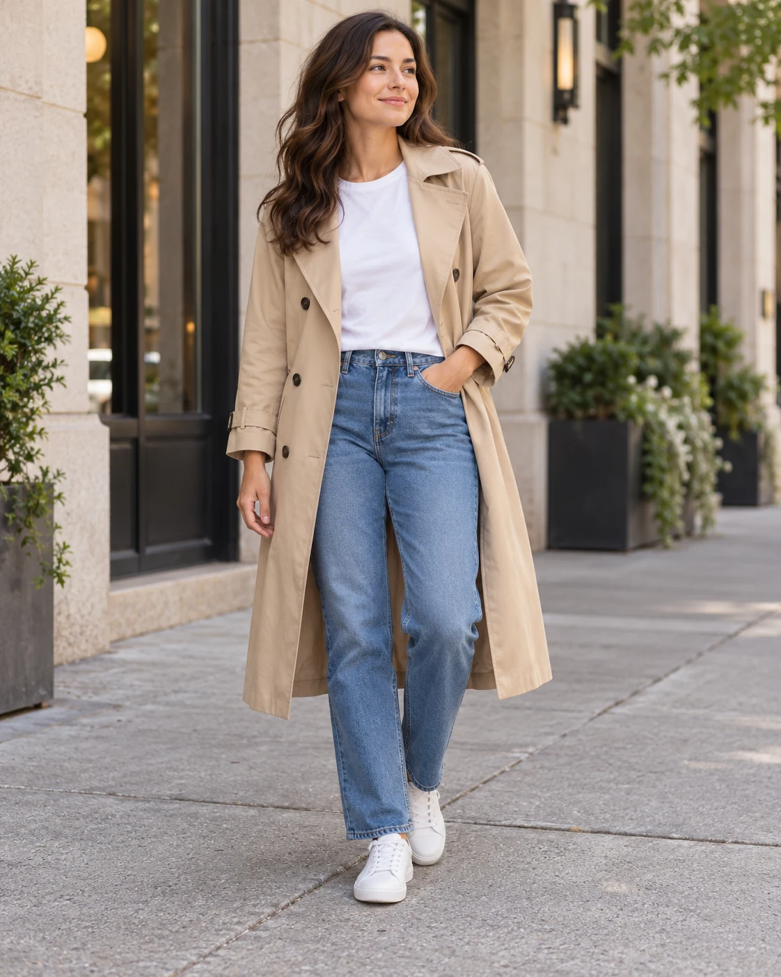 Illustrative concept: a trench with familiar denim.