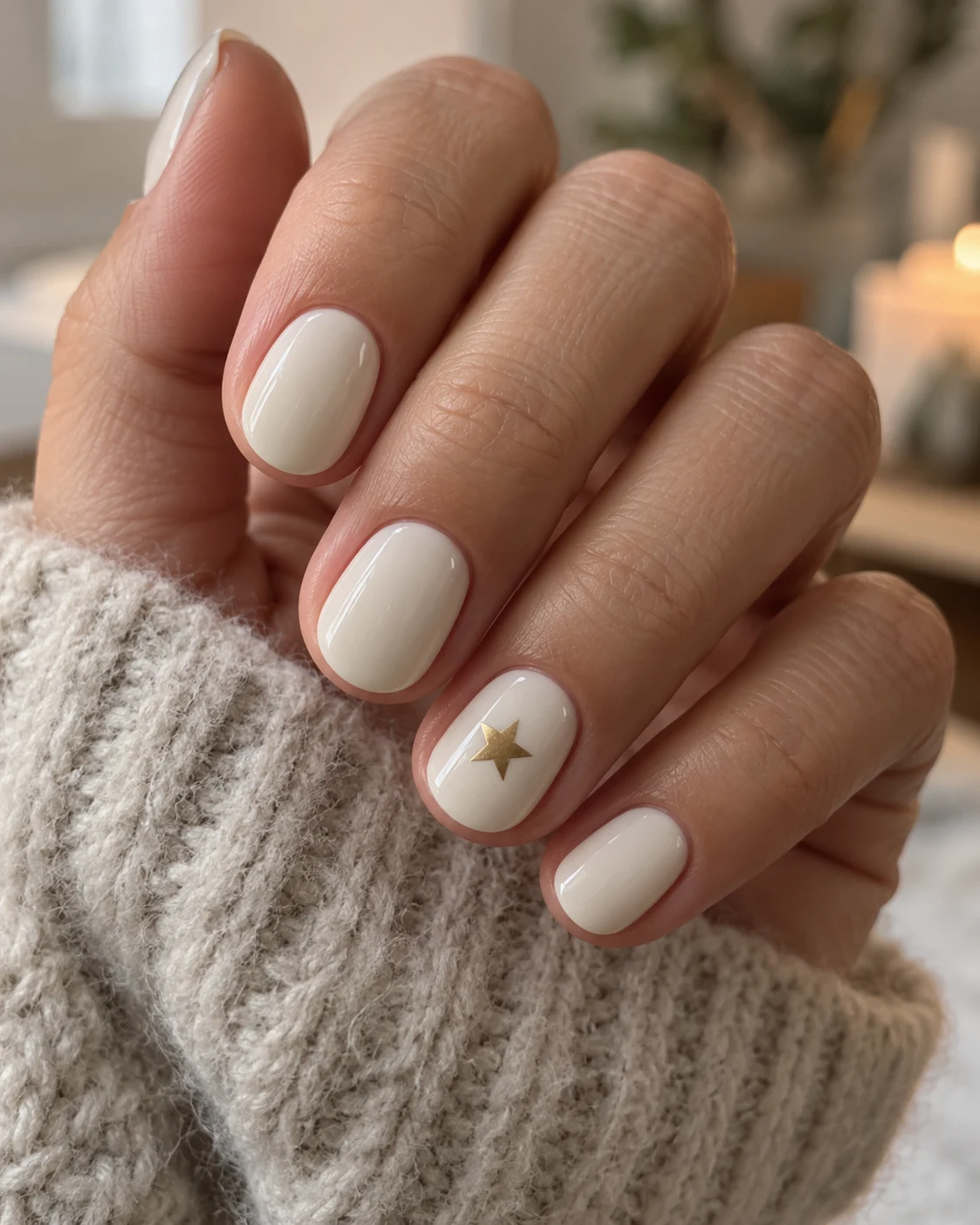 Illustrative nails concept: one small gold star.