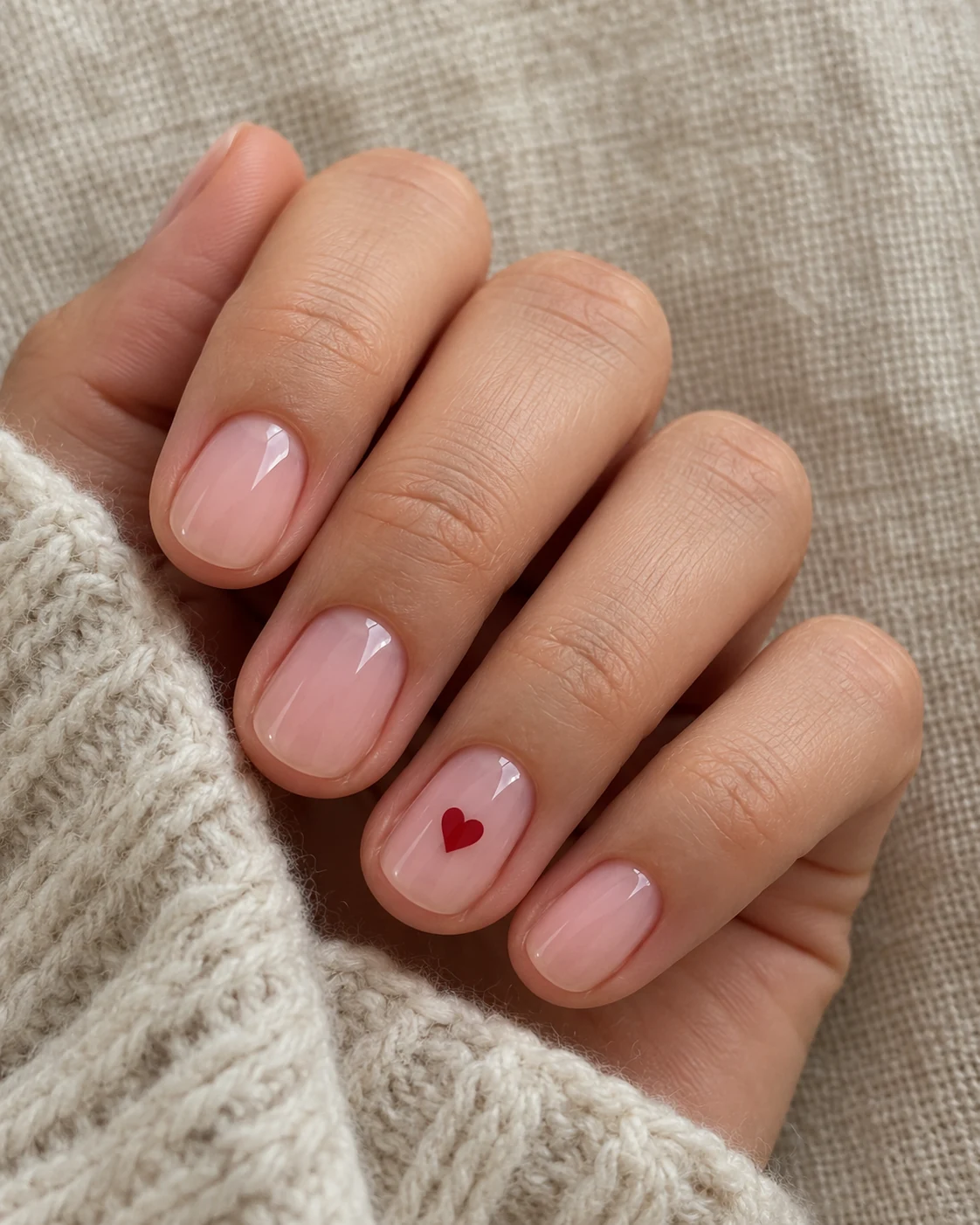 Illustrative nails concept: one centered heart.