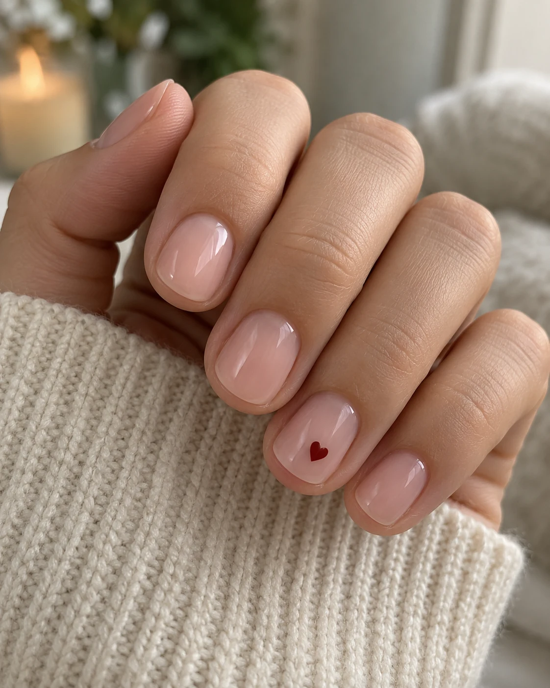 Illustrative nails concept: a heart with a quiet free edge.