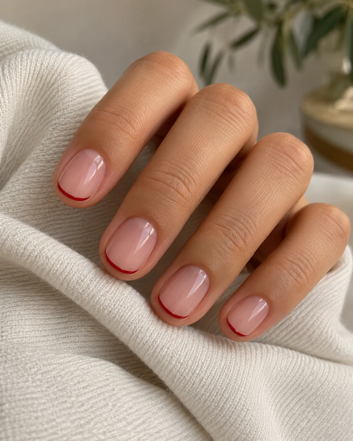 Illustrative nails concept: a narrow red french edge.