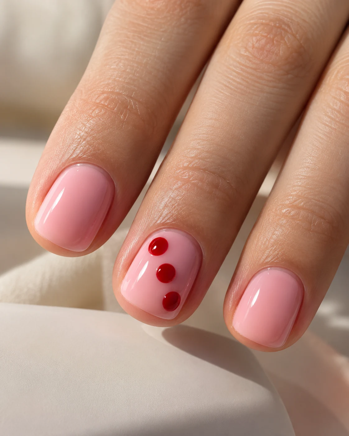 Illustrative concept: larger dots kept to one nail.