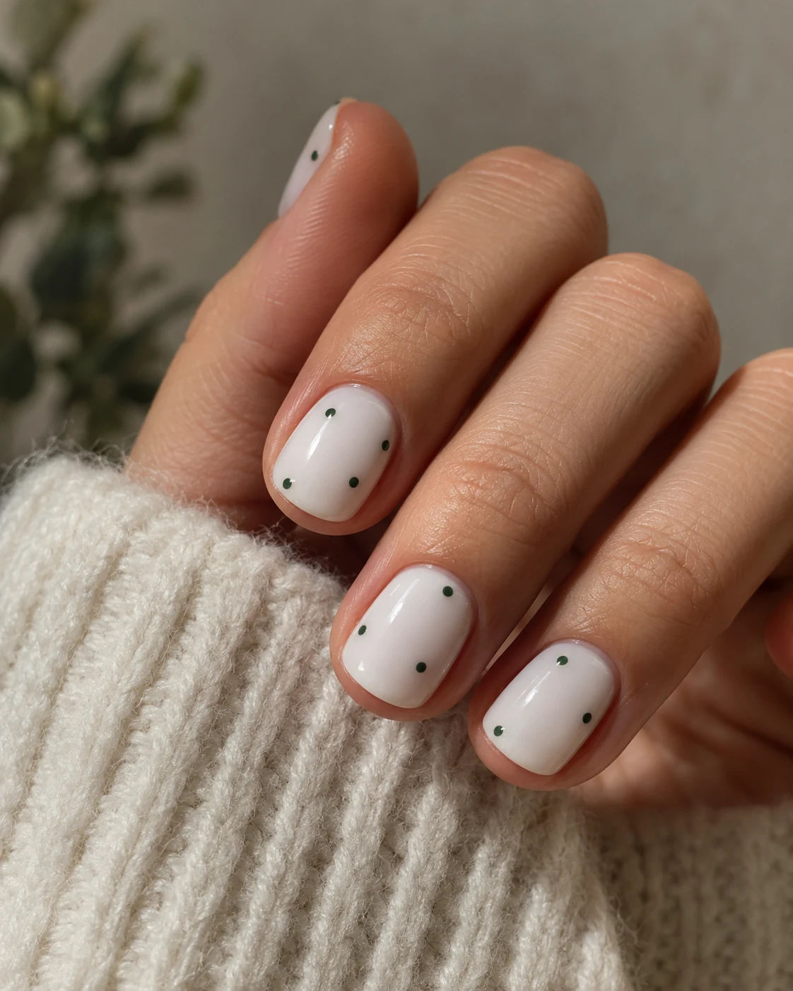 Illustrative concept: green dots on a soft white base.