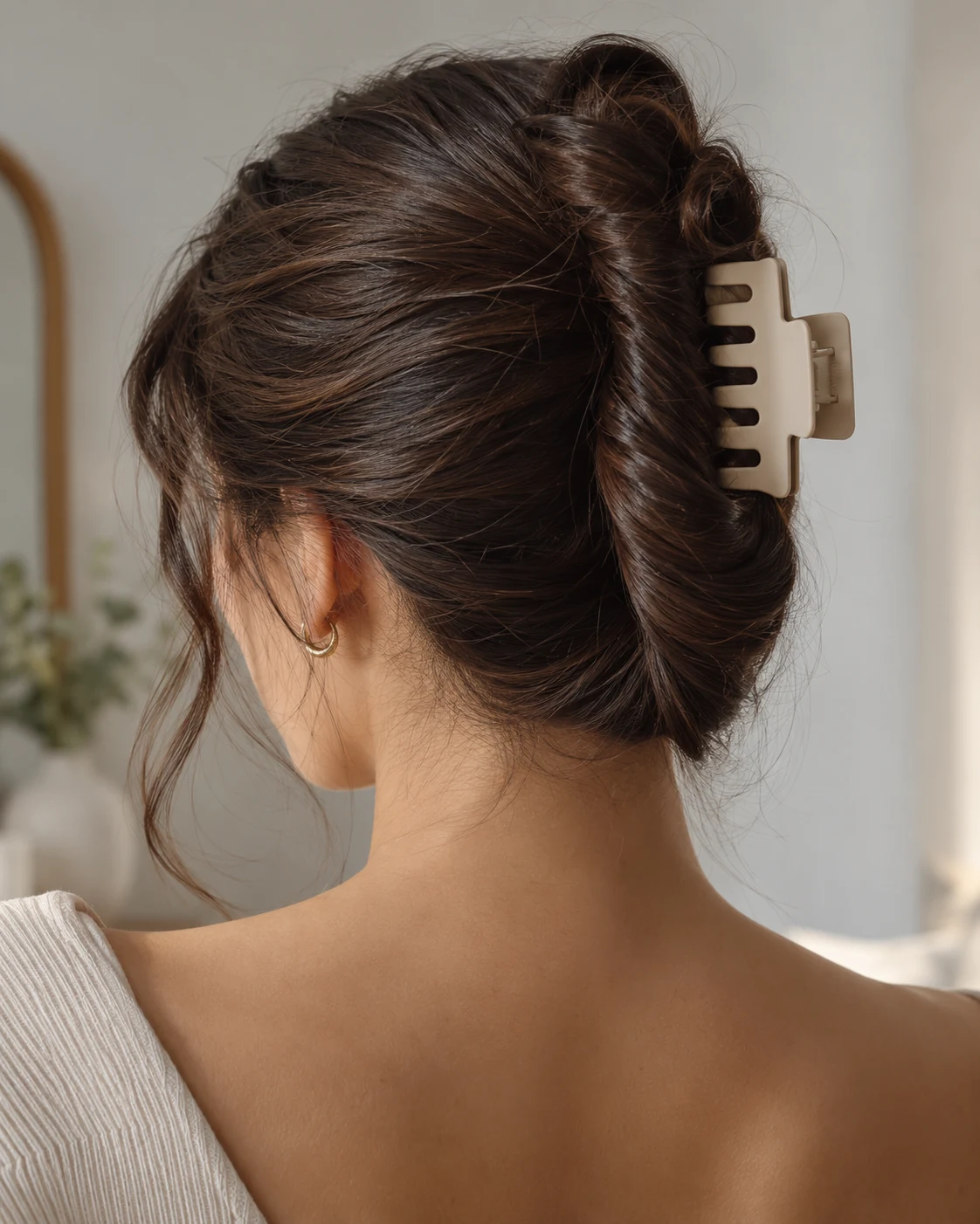 Illustrative concept: a longer twist with the ends folded inward.