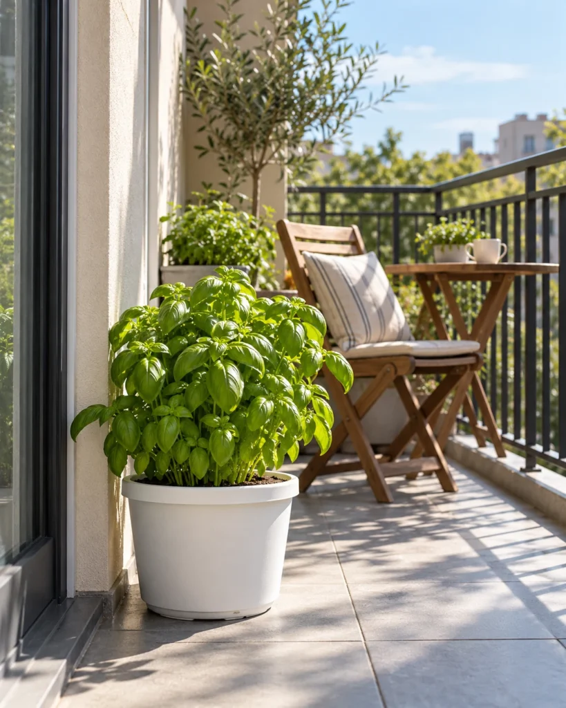 Illustrative concept: start with a sunny single-pot corner.
