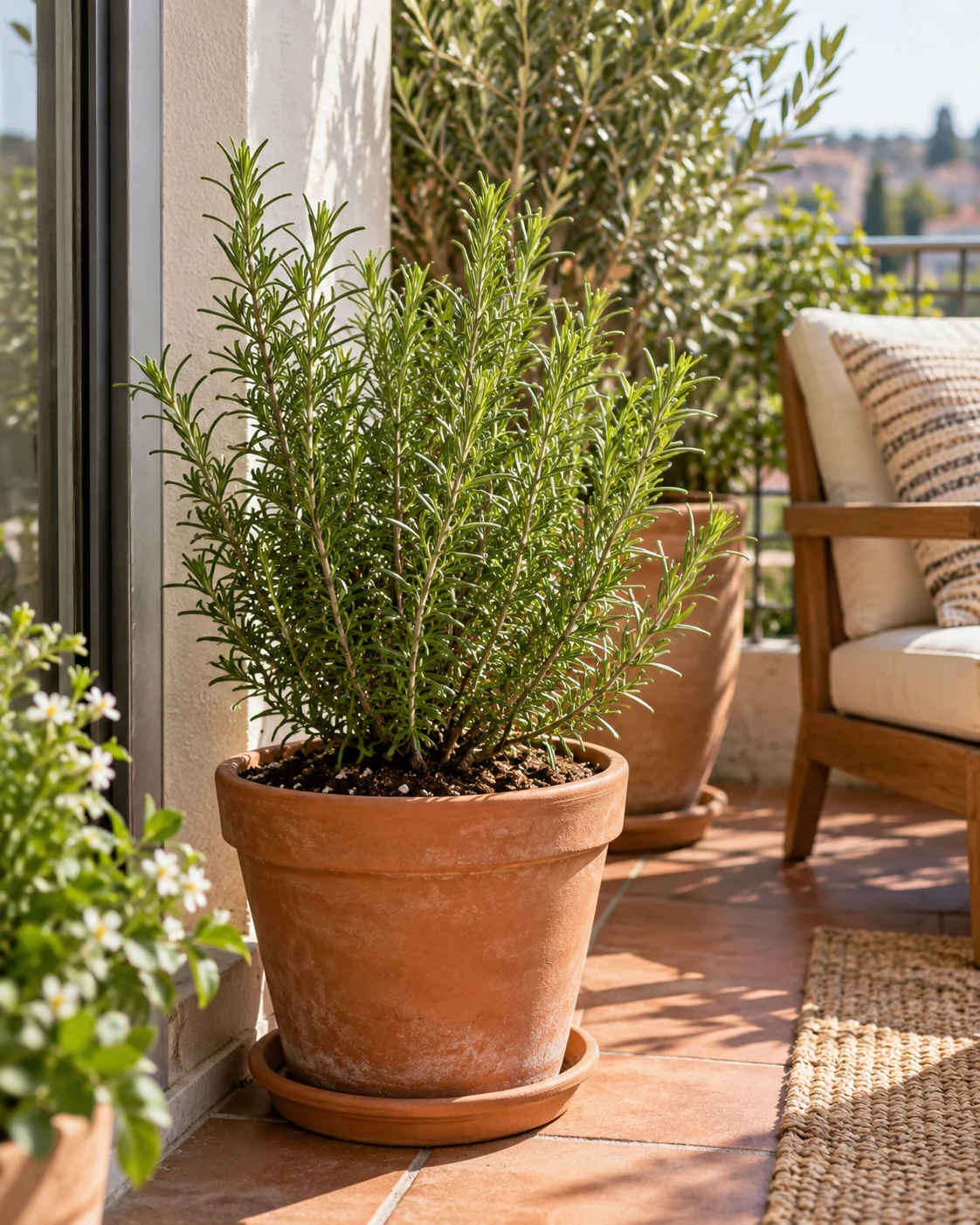 Illustrative concept: rosemary in a drier-care corner.
