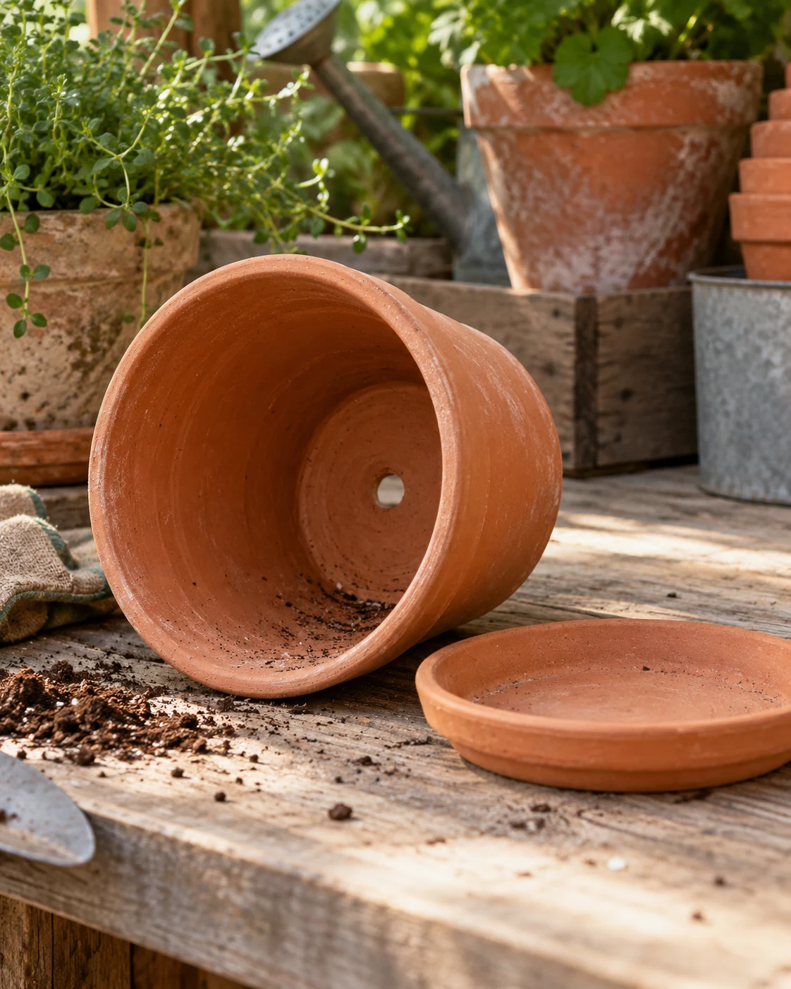 Illustrative concept: a pot with a visible drainage hole.