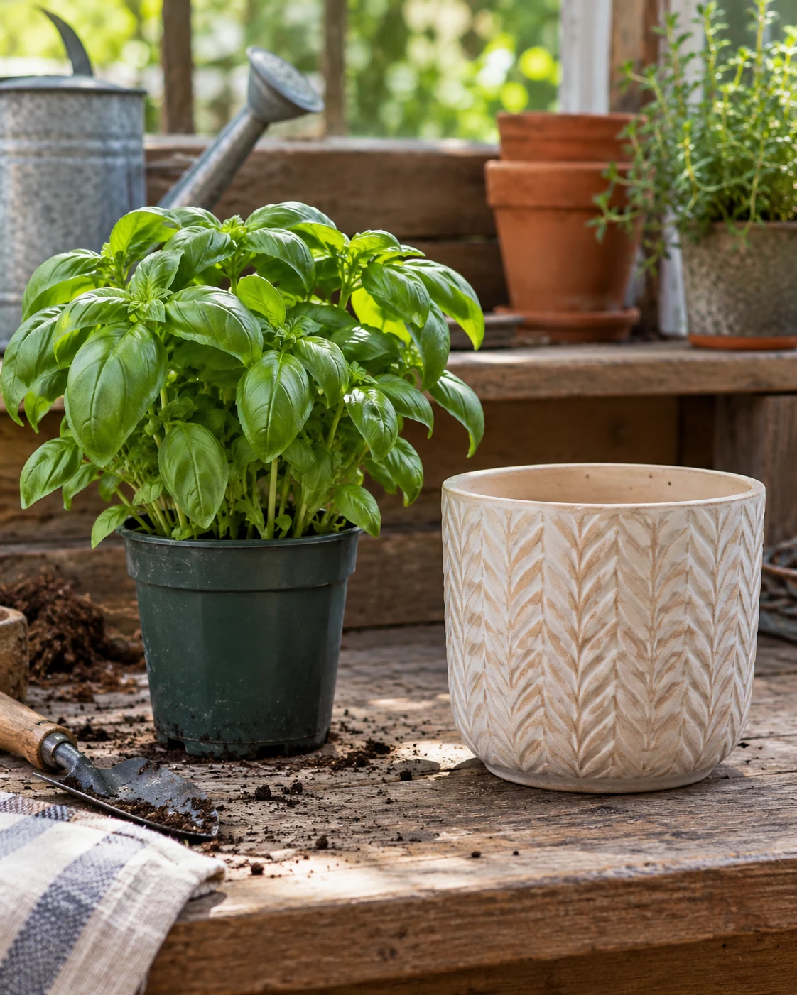 Illustrative concept: a nursery pot inside a cover pot.