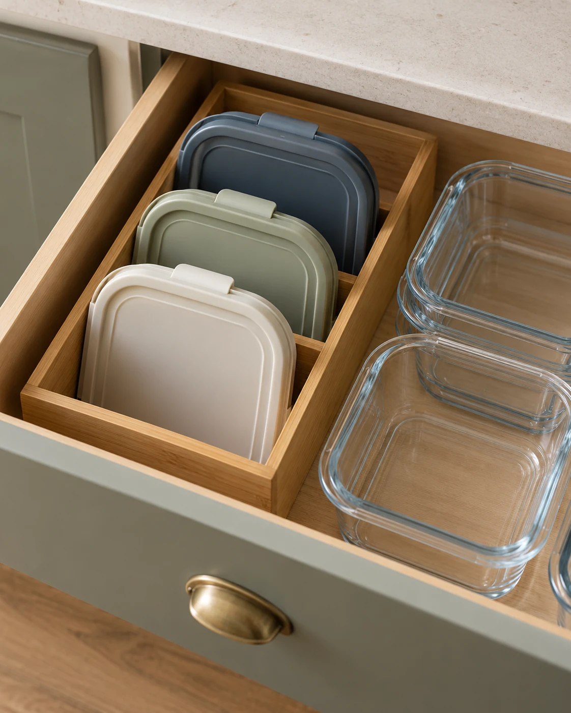 Illustrative concept: a narrow tray for a few daily lids.