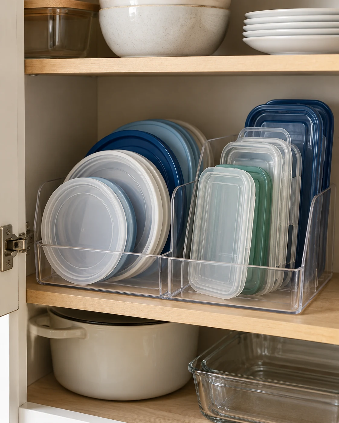 Illustrative concept: give round lids their own section.