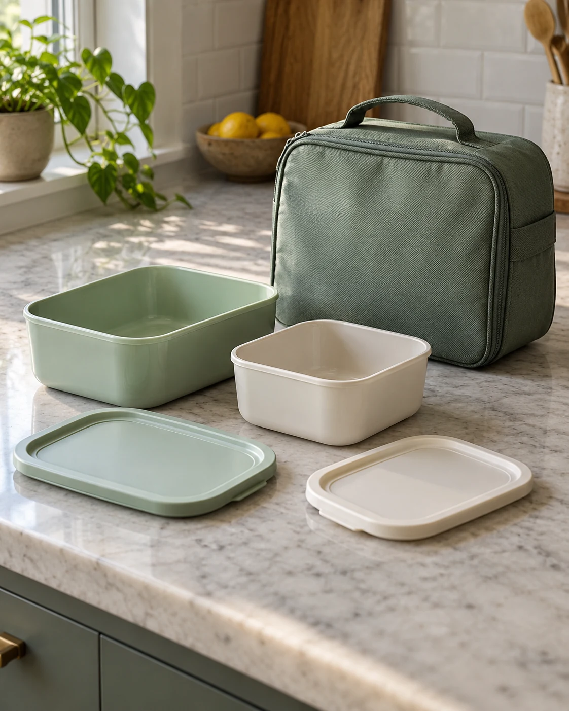 Illustrative concept: keep travel lids beside their own bases.