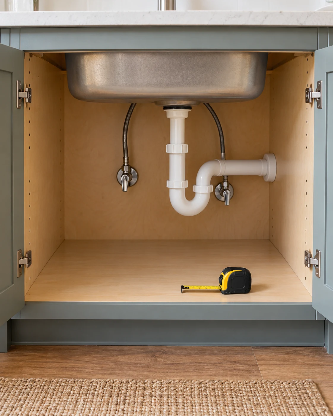 Illustrative concept: map the cabinet before buying storage.