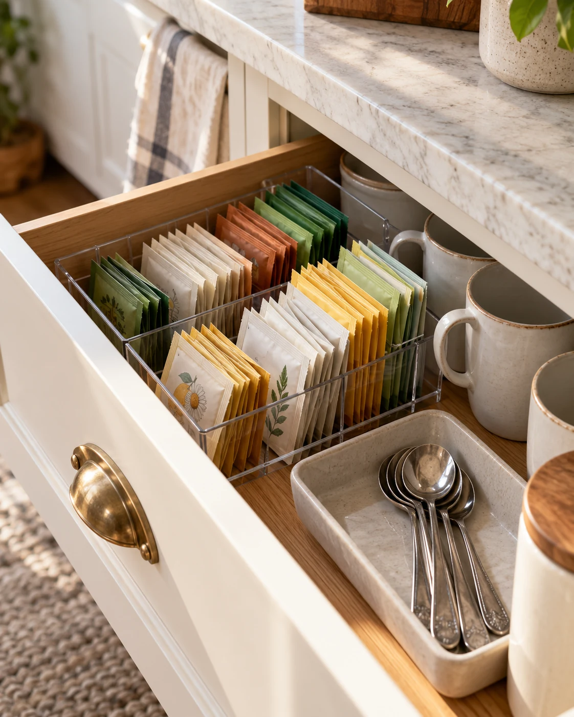 Illustrative concept: give tea supplies a dry compartment.