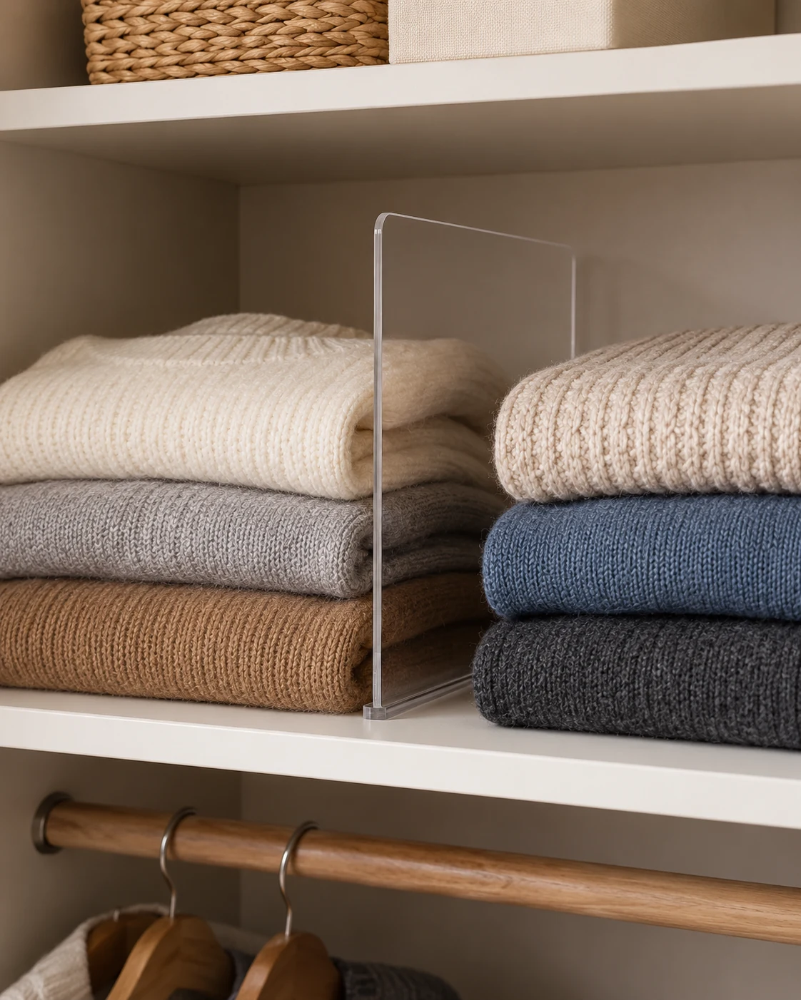 Illustrative concept: give one shelf a simple divider.
