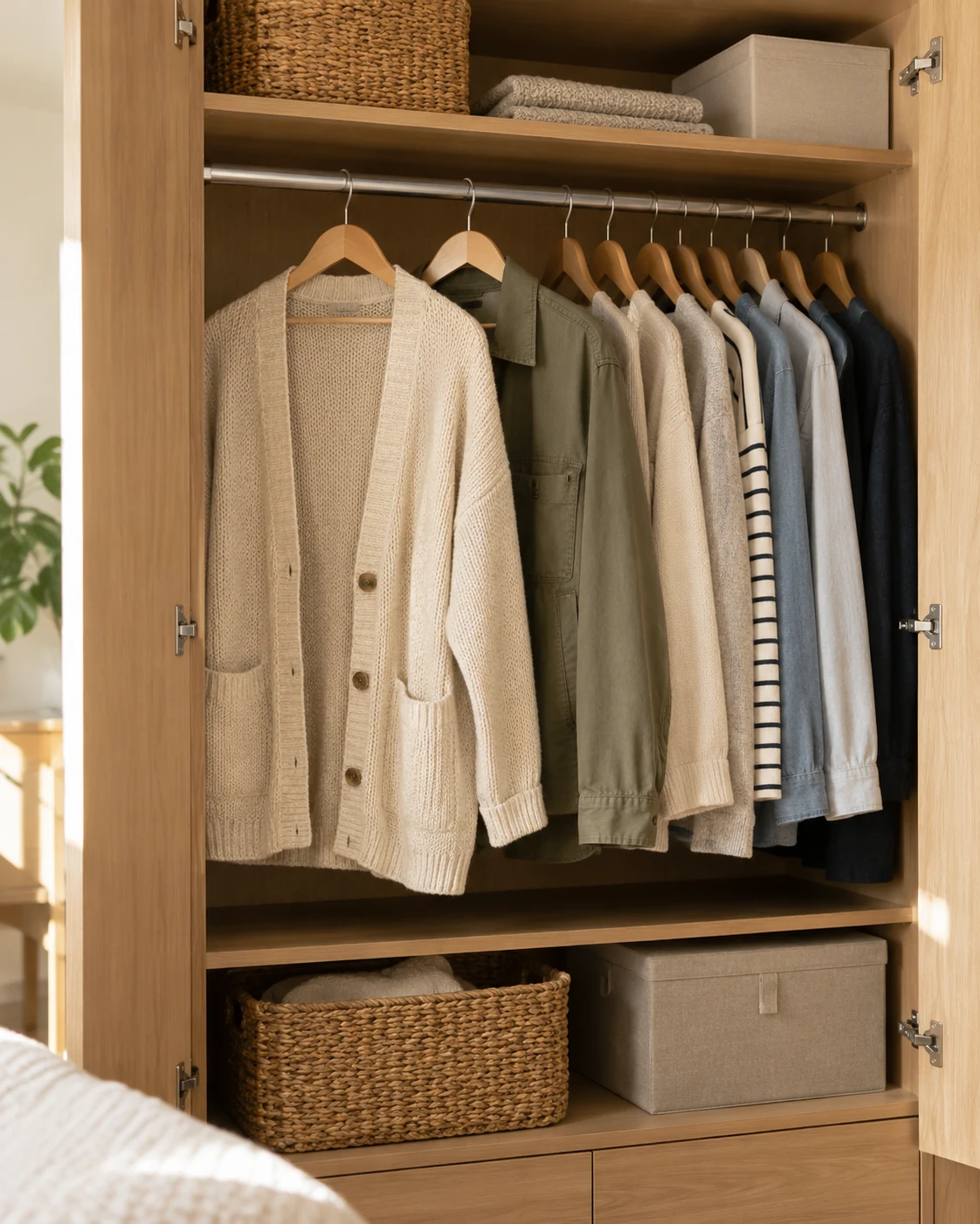Illustrative concept: keep the everyday layer nearest the opening.