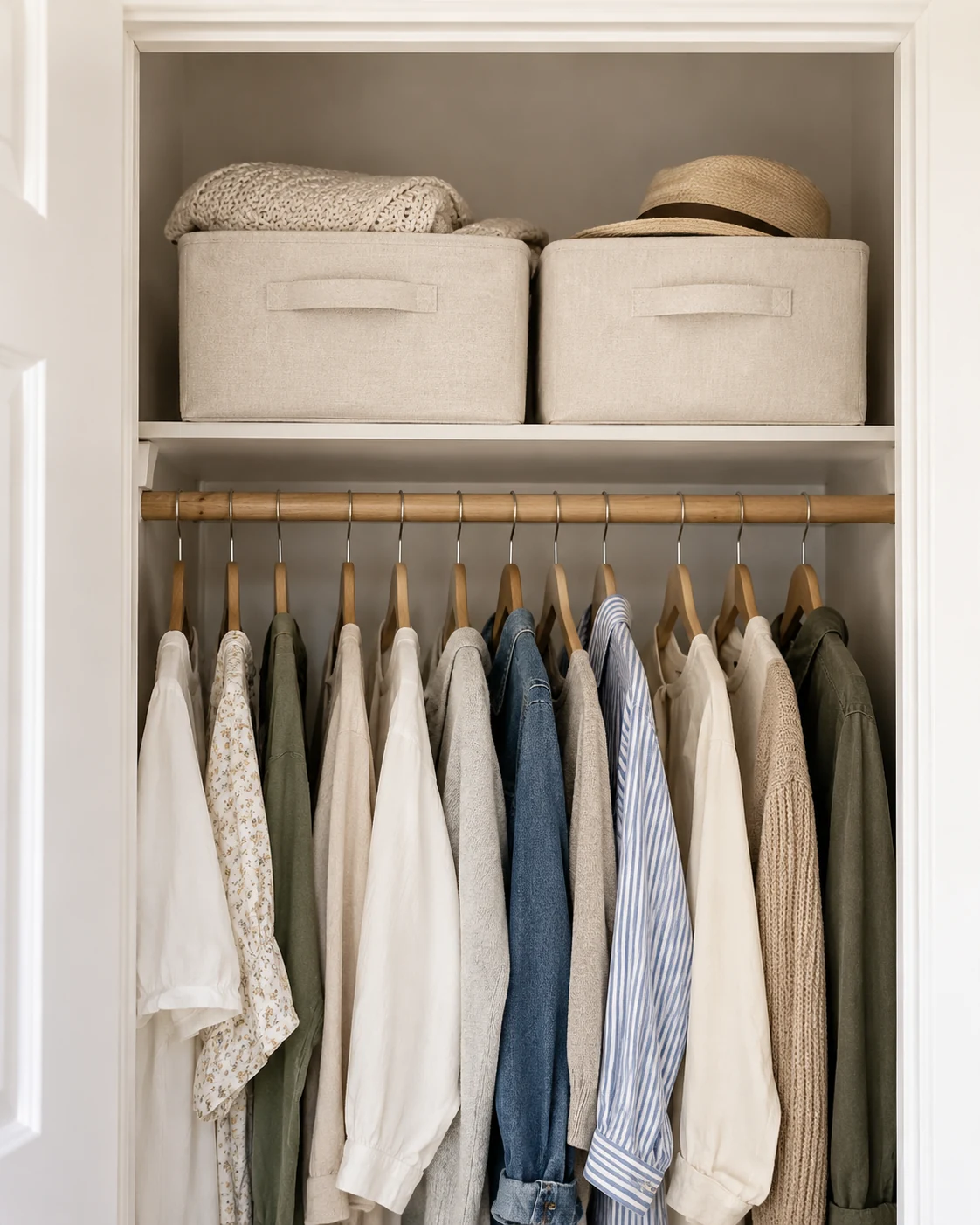 Illustrative concept: use the top shelf for light infrequent items.