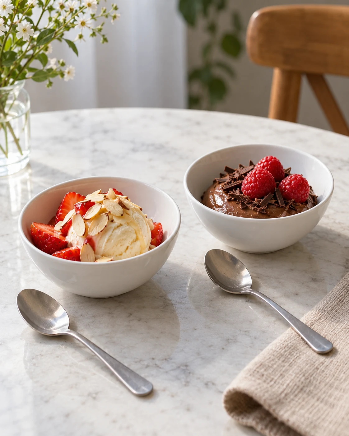 Illustrative concept: compare two small desserts.