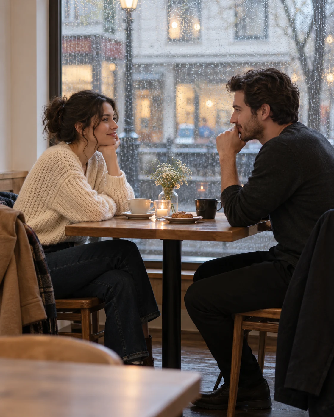 Illustrative concept: a cafe visit near your arrival point.