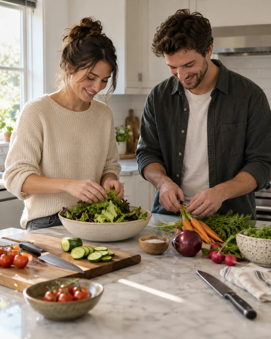 Illustrative concept: cook one manageable dinner together.