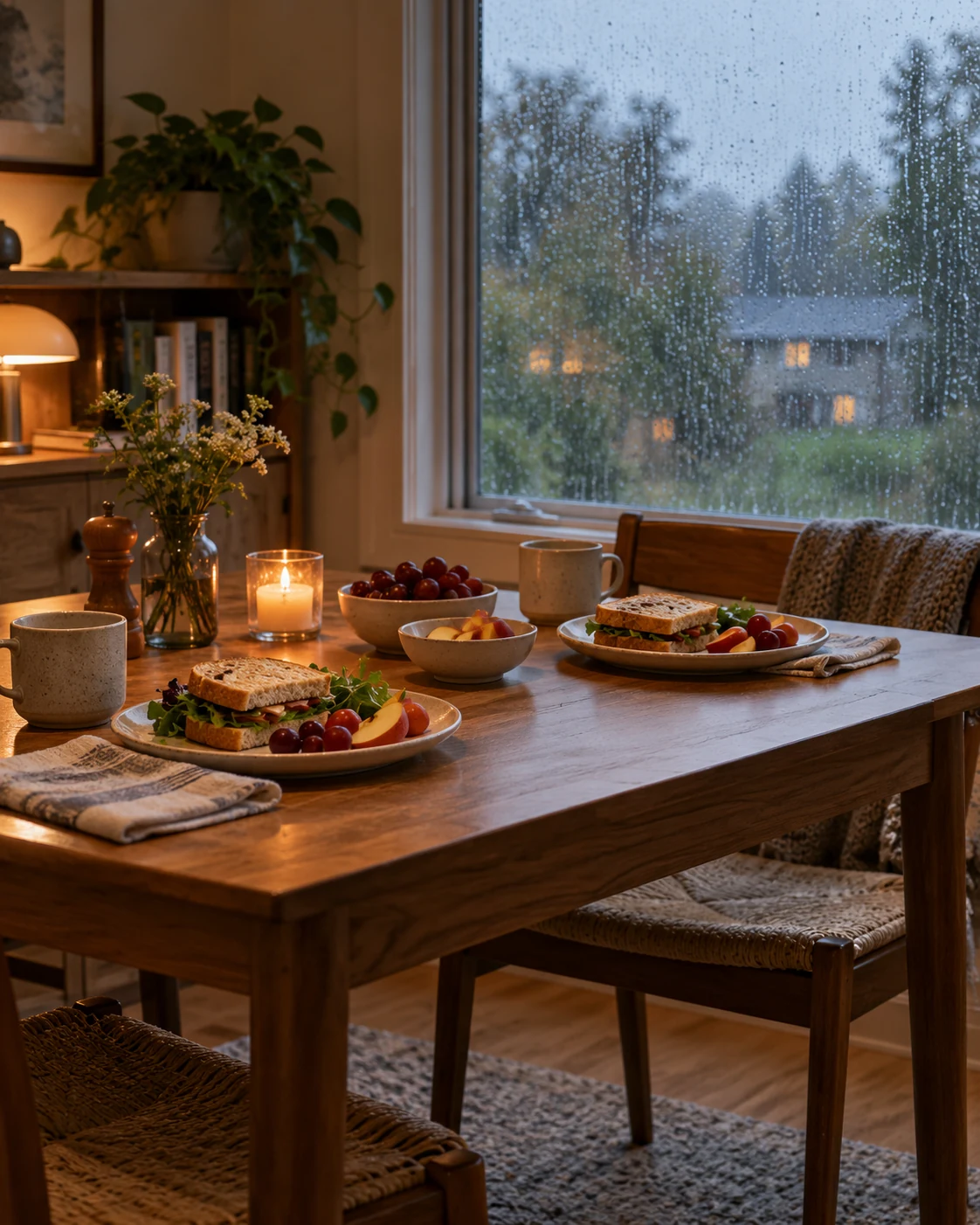 Illustrative concept: bring a picnic indoors.