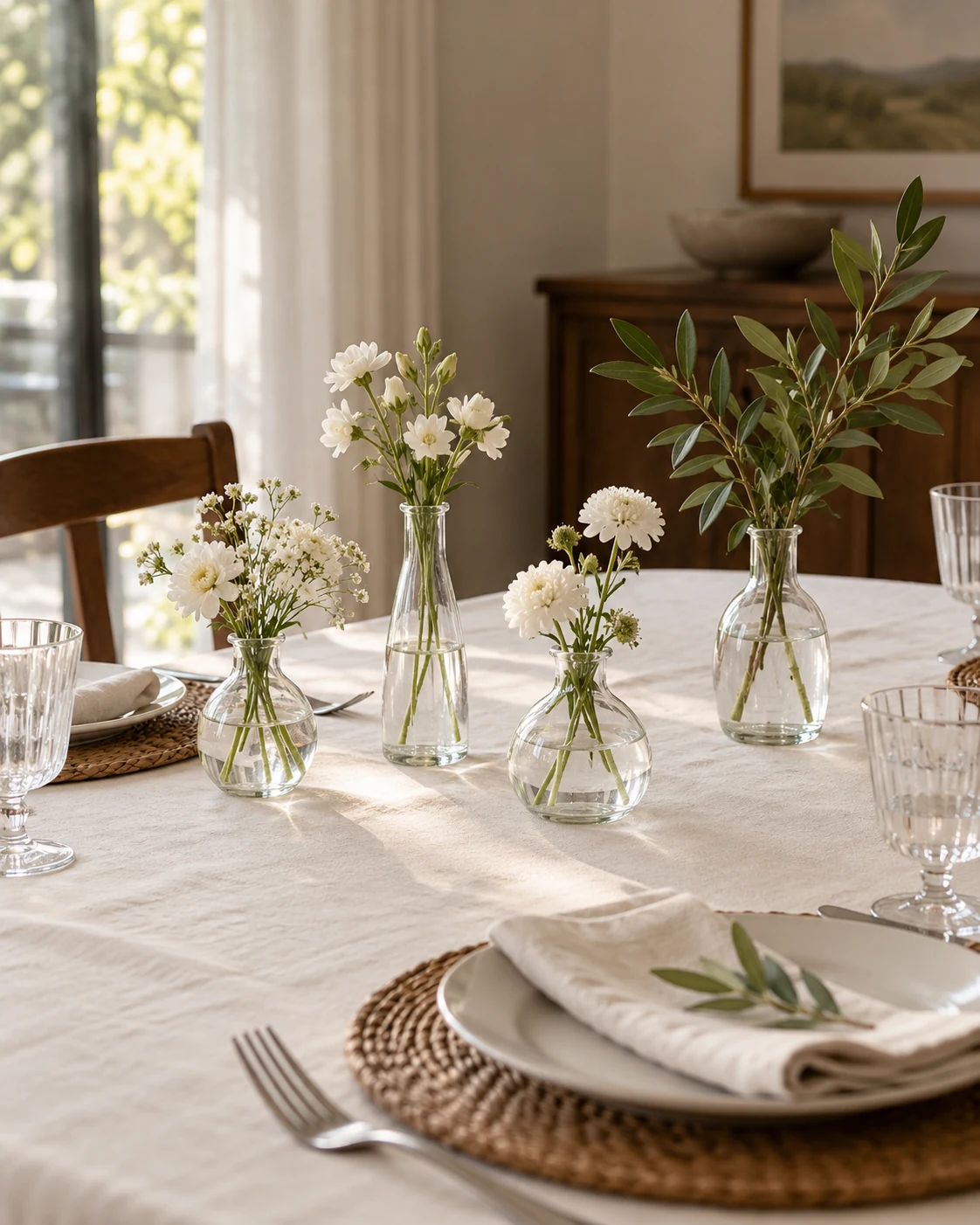 Illustrative concept: one loose green accent among the flowers.