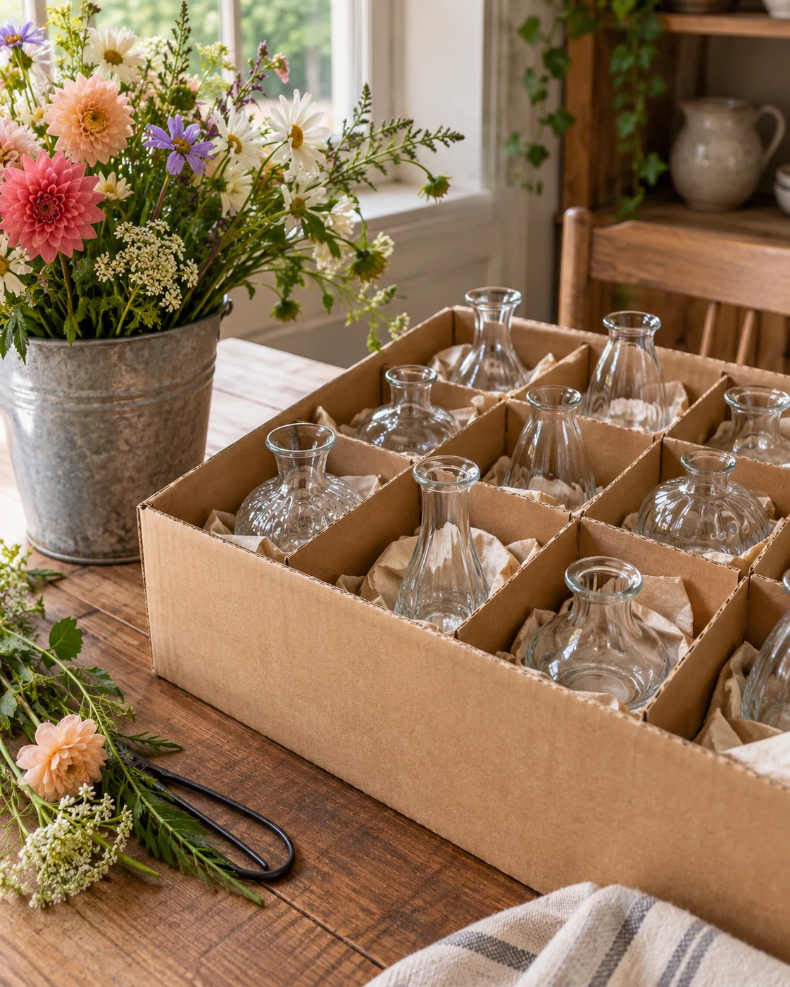 Illustrative concept: pack the empty vases in separate compartments.