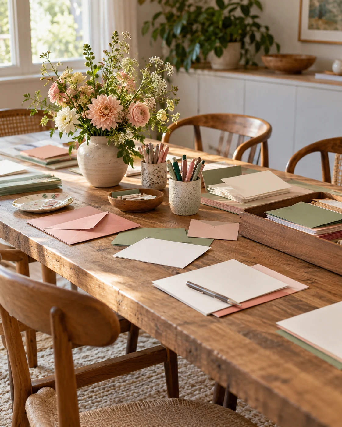 Illustrative concept: a paper-and-letters gathering.