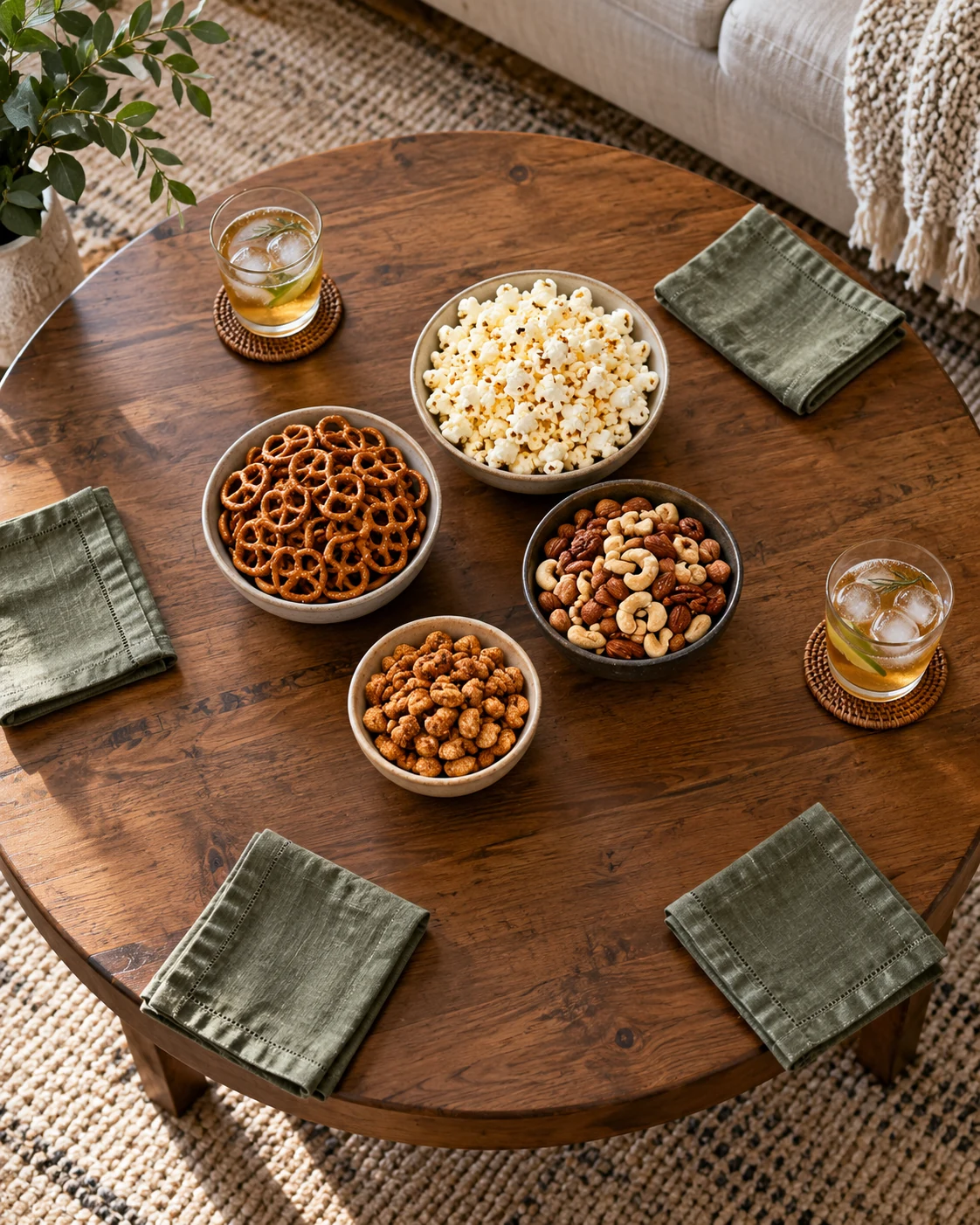 Illustrative interior concept: small snack portions with a refill ready.