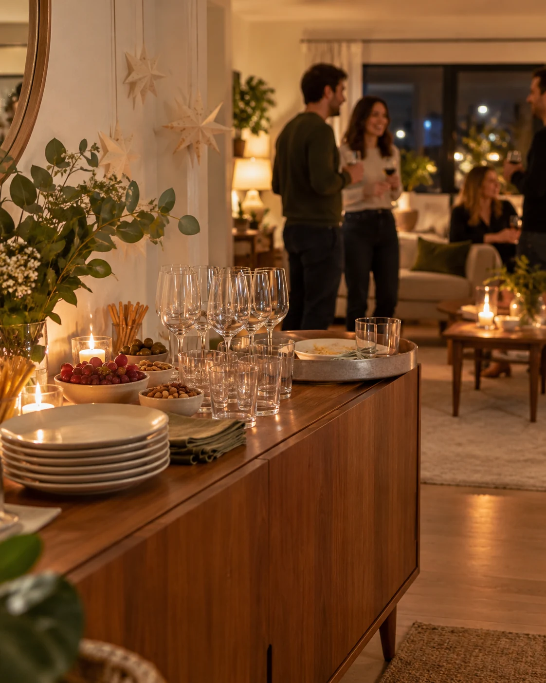 Illustrative party concept: a setup that leaves an easy morning.