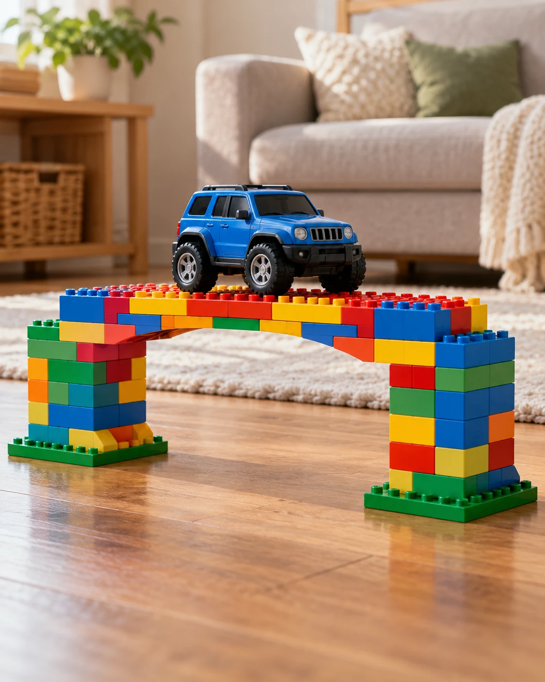 Illustrative concept: build a bridge for a toy car.