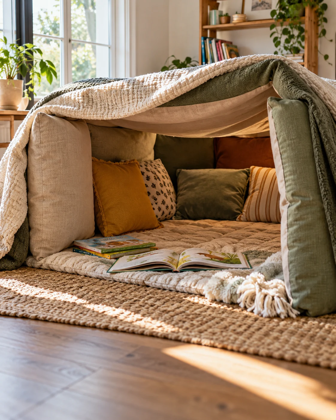 Illustrative concept: build a low cushion hideaway.