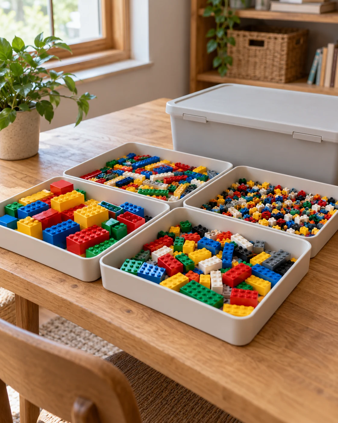 Illustrative concept: sort a brick collection by one feature.