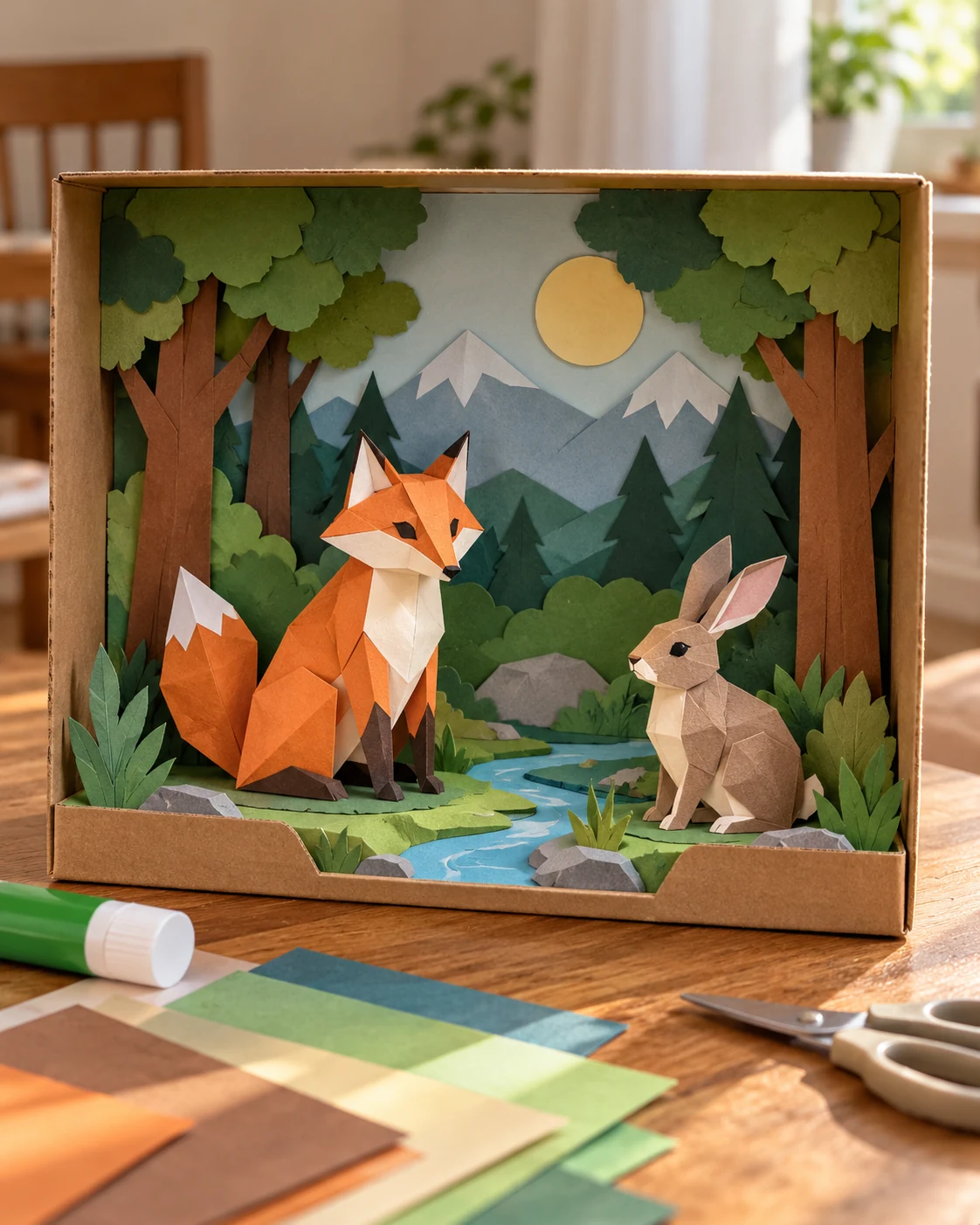 Illustrative concept: build a tiny stage for a story.