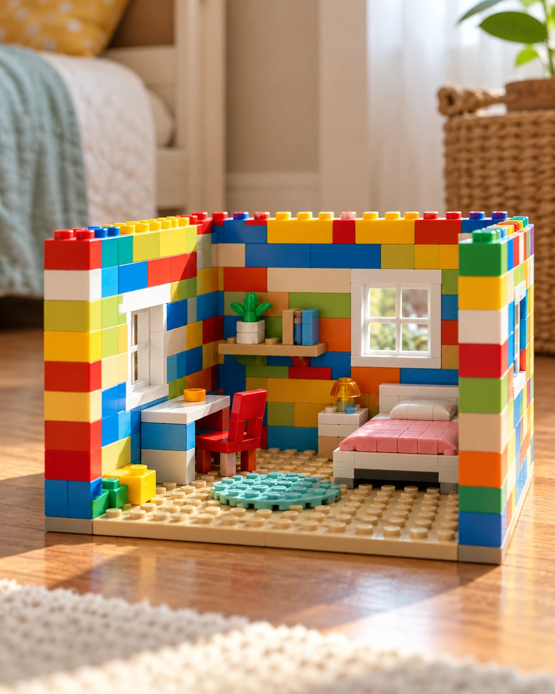 Illustrative concept: a tiny house with one open side.