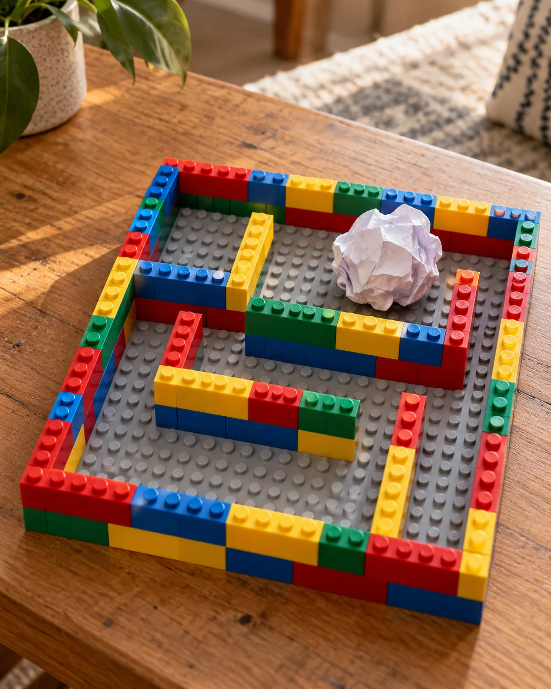 Illustrative concept: a short maze for a paper ball.