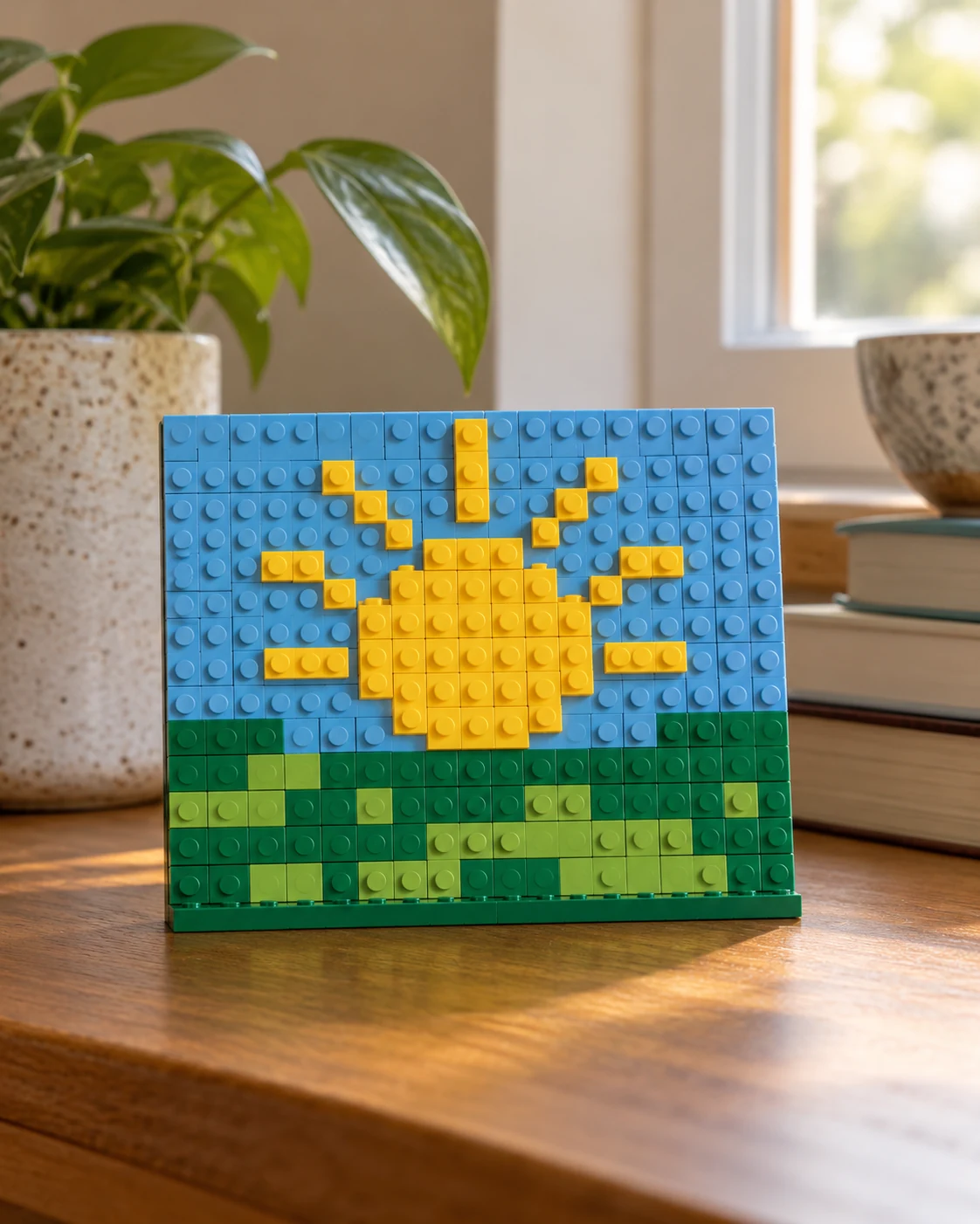 Illustrative concept: a flat picture made from bricks.