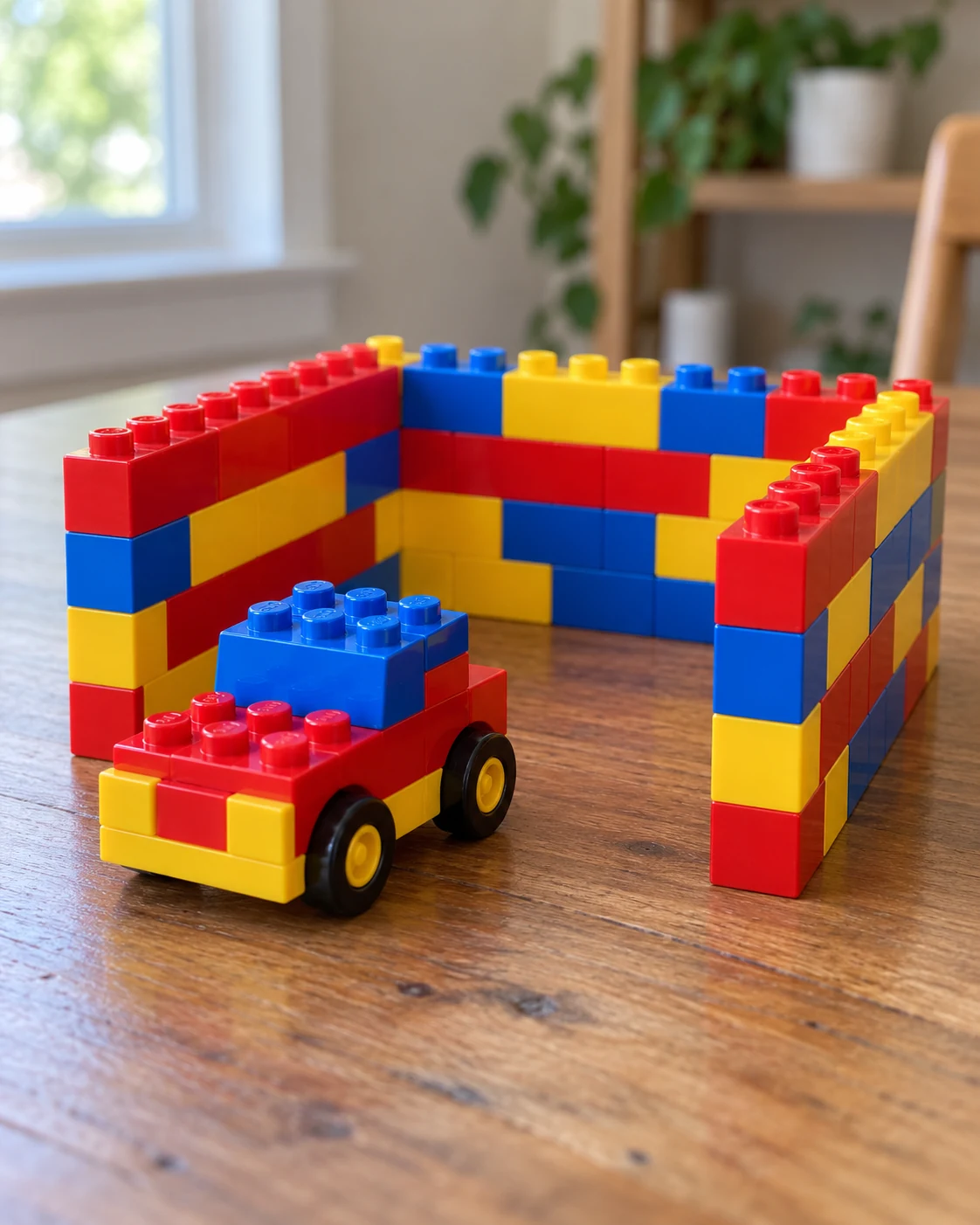 Illustrative concept: a vehicle garage with a wide opening.
